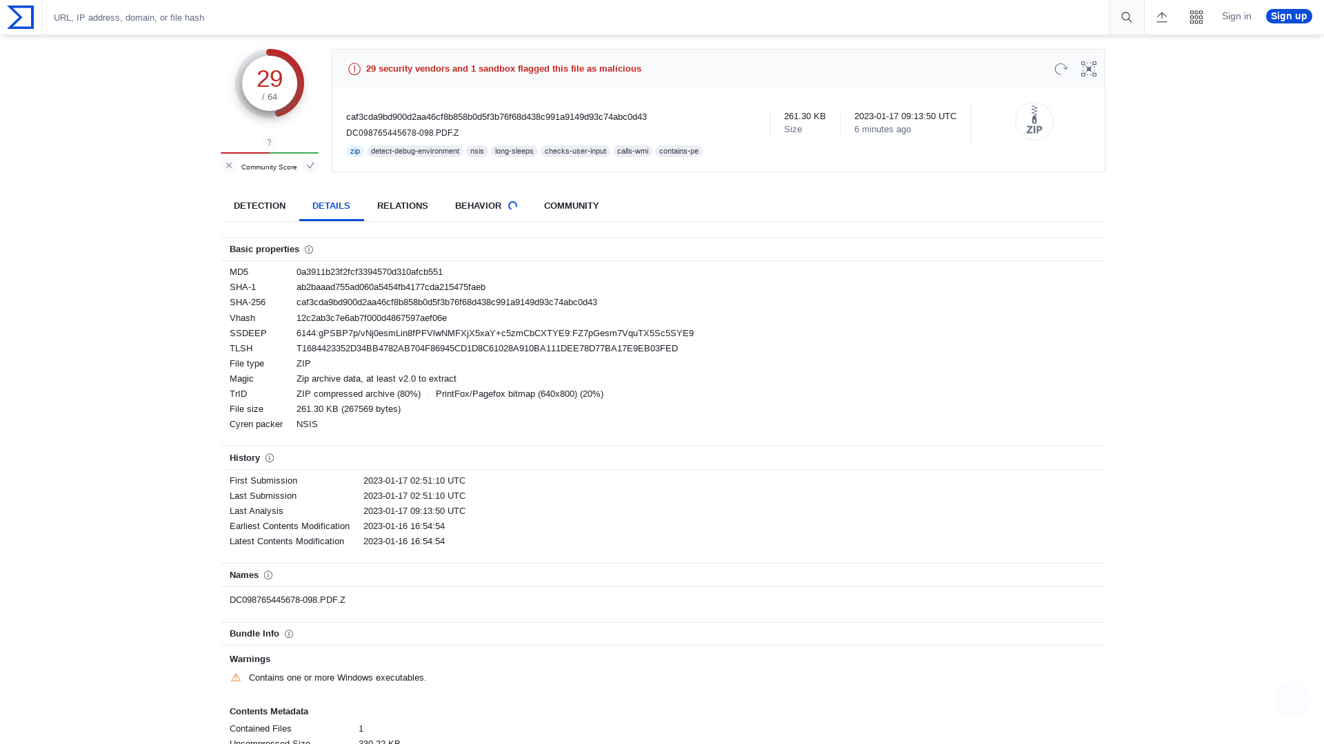 VirusTotal - File - caf3cda9bd900d2aa46cf8b858b0d5f3b76f68d438c991a9149d93c74abc0d43