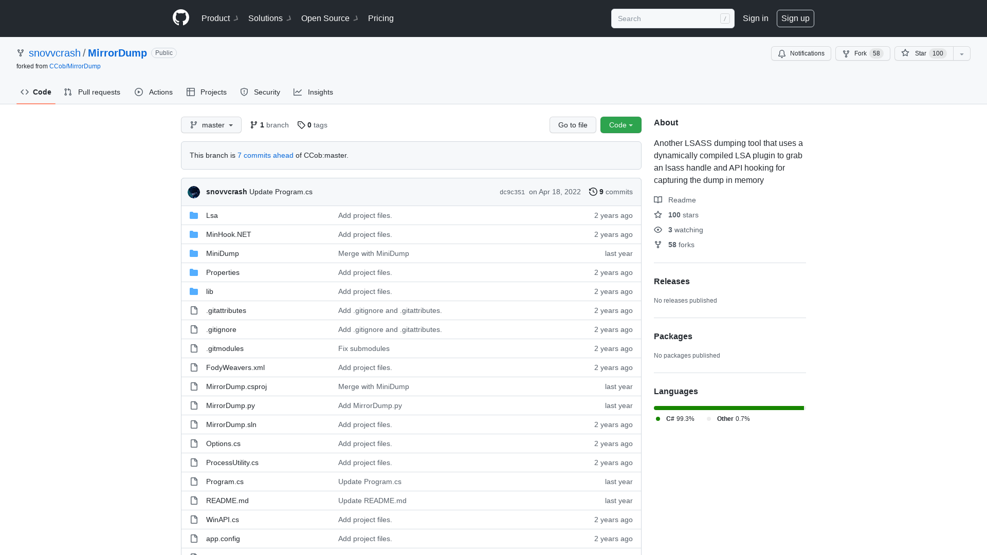 GitHub - snovvcrash/MirrorDump: Another LSASS dumping tool that uses a dynamically compiled LSA plugin to grab an lsass handle and API hooking for capturing the dump in memory