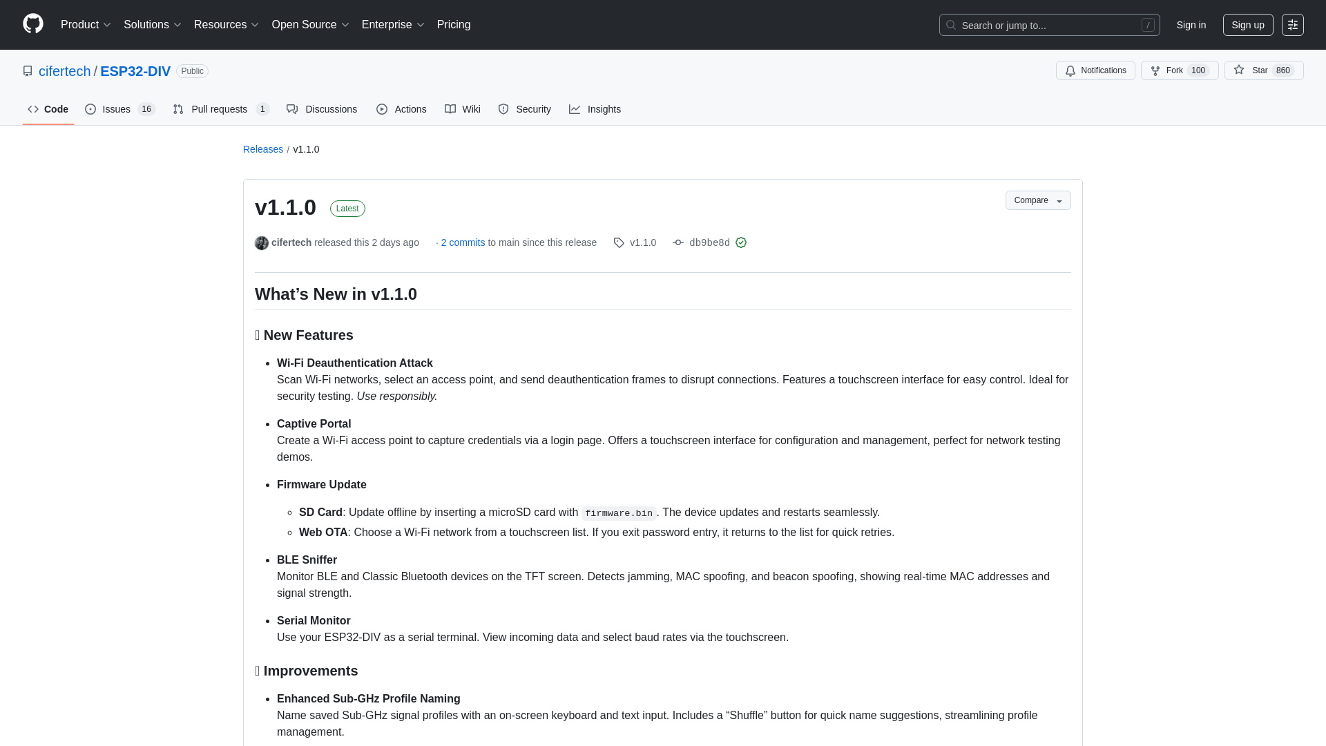Release v1.1.0 · cifertech/ESP32-DIV · GitHub
