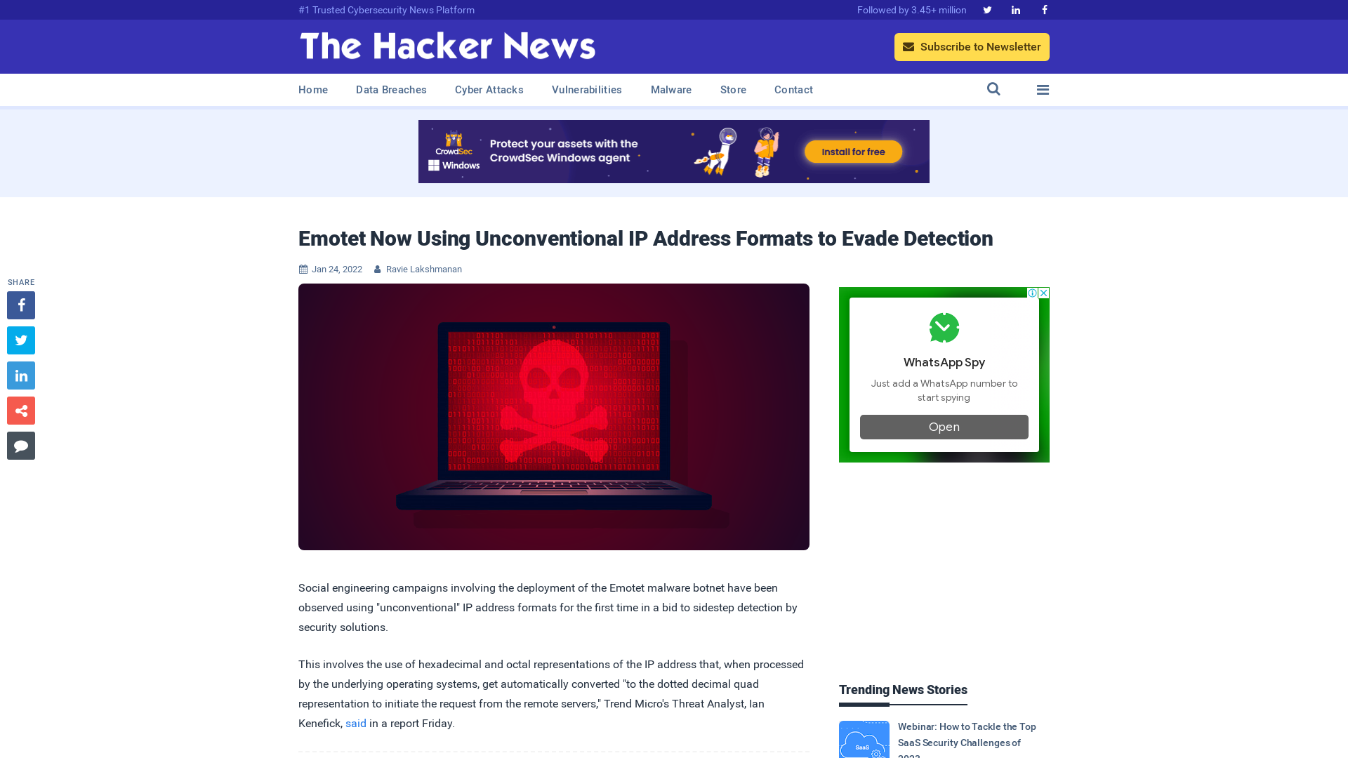 Emotet Now Using Unconventional IP Address Formats to Evade Detection