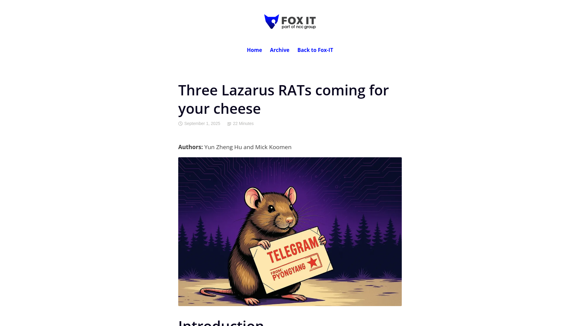 Three Lazarus RATs coming for your cheese – Fox-IT International blog