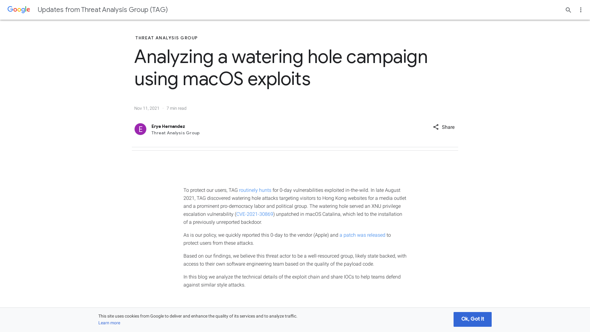 Analyzing a watering hole campaign using macOS exploits