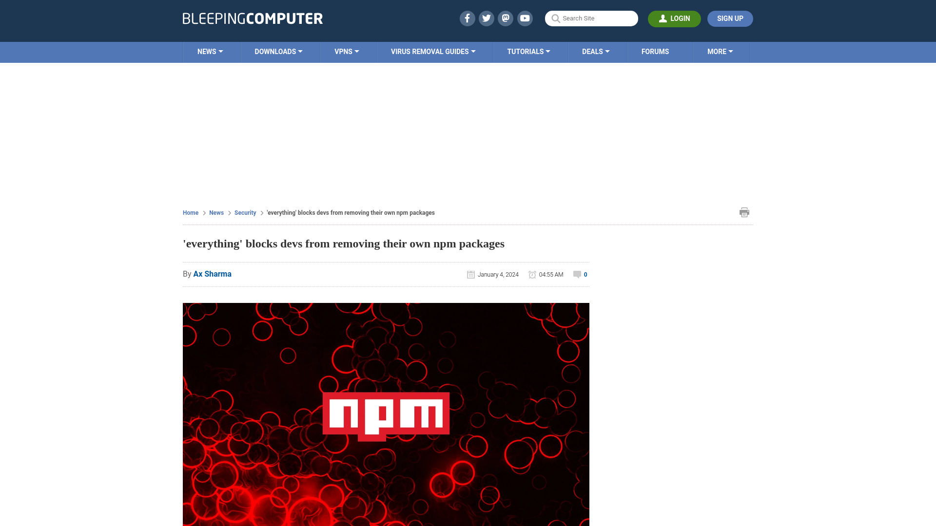 'everything' blocks devs from removing their own npm packages