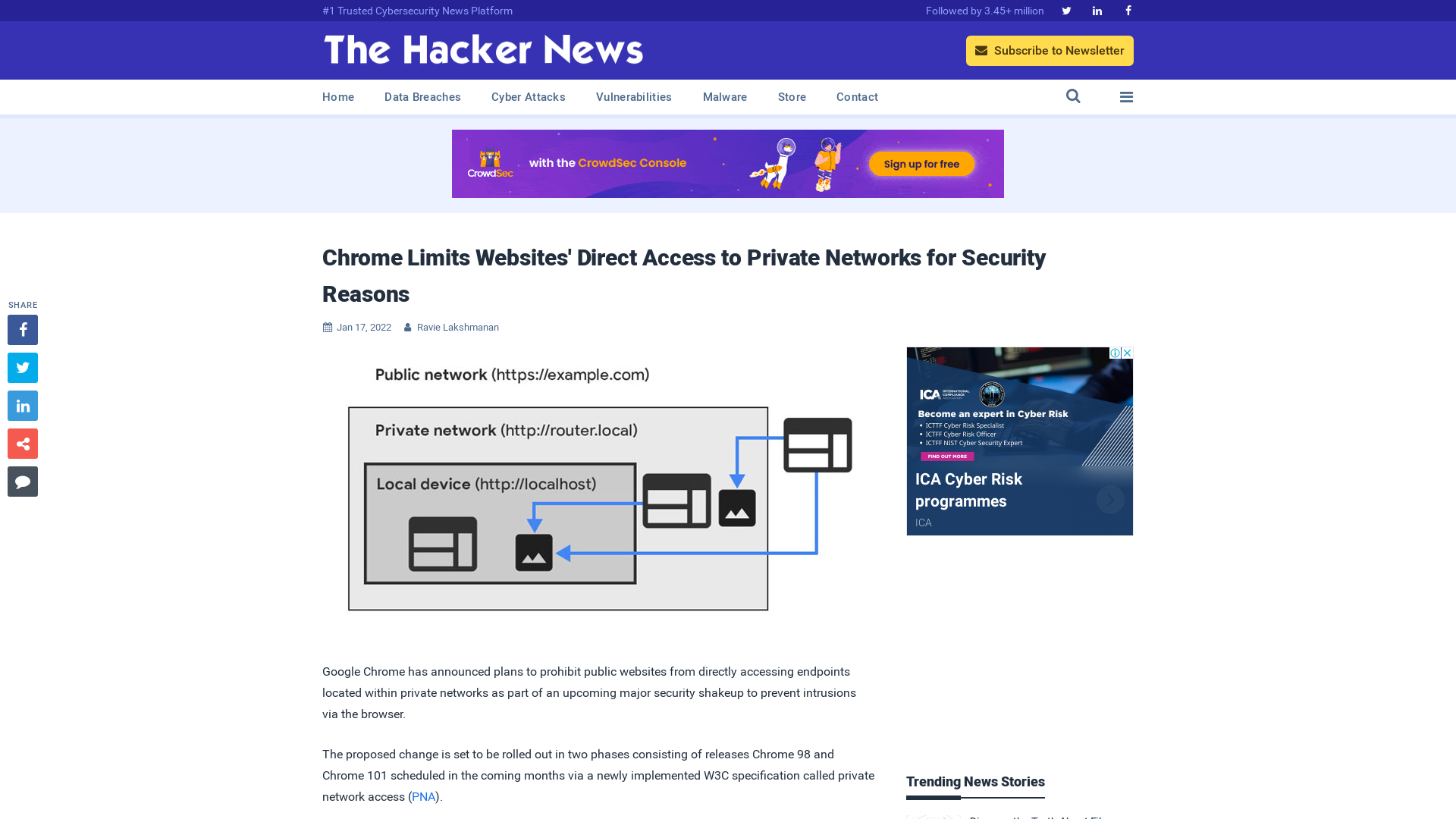 Chrome Limits Websites' Direct Access to Private Networks for Security Reasons