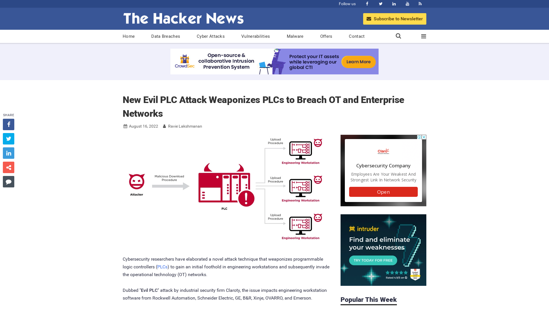 New Evil PLC Attack Weaponizes PLCs to Breach OT and Enterprise Networks
