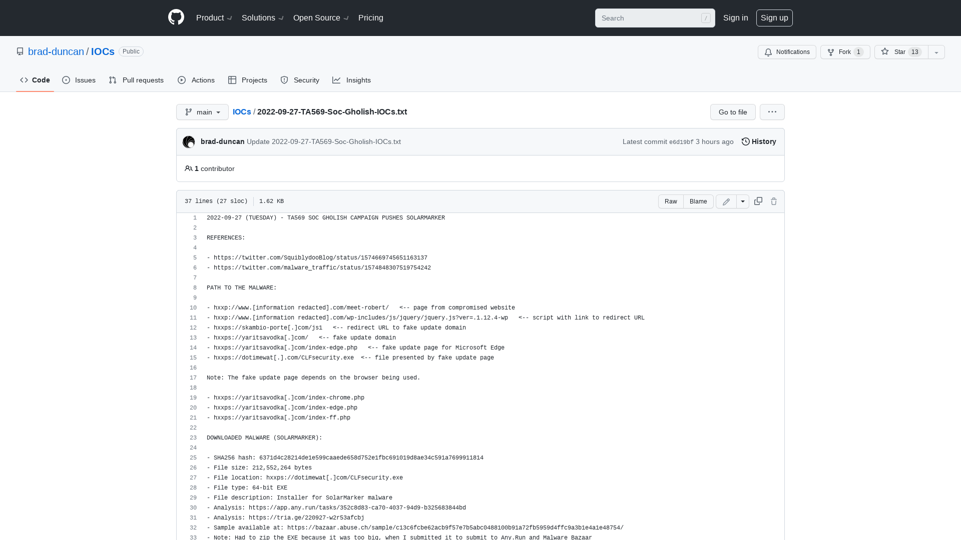 IOCs/2022-09-27-TA569-Soc-Gholish-IOCs.txt at main · brad-duncan/IOCs · GitHub