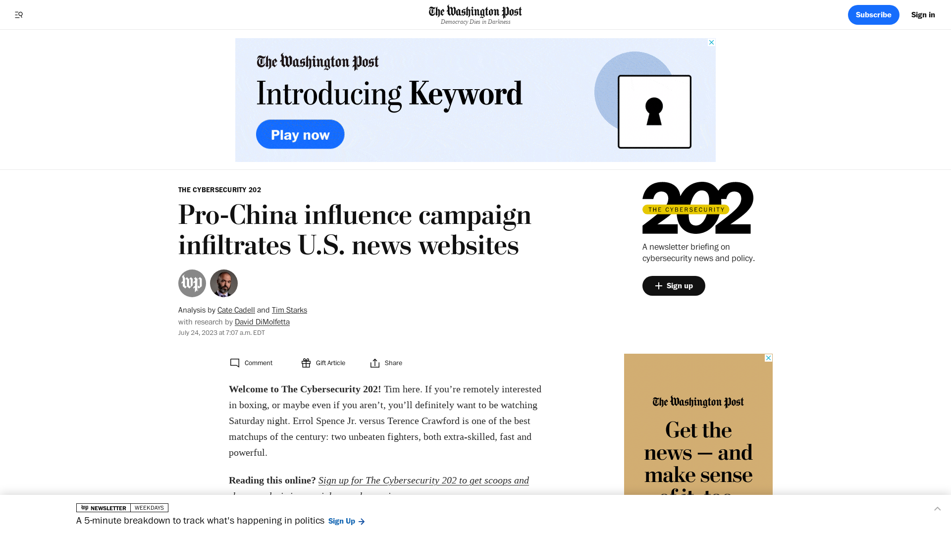 Pro-China influence campaign infiltrates U.S. news websites - The Washington Post