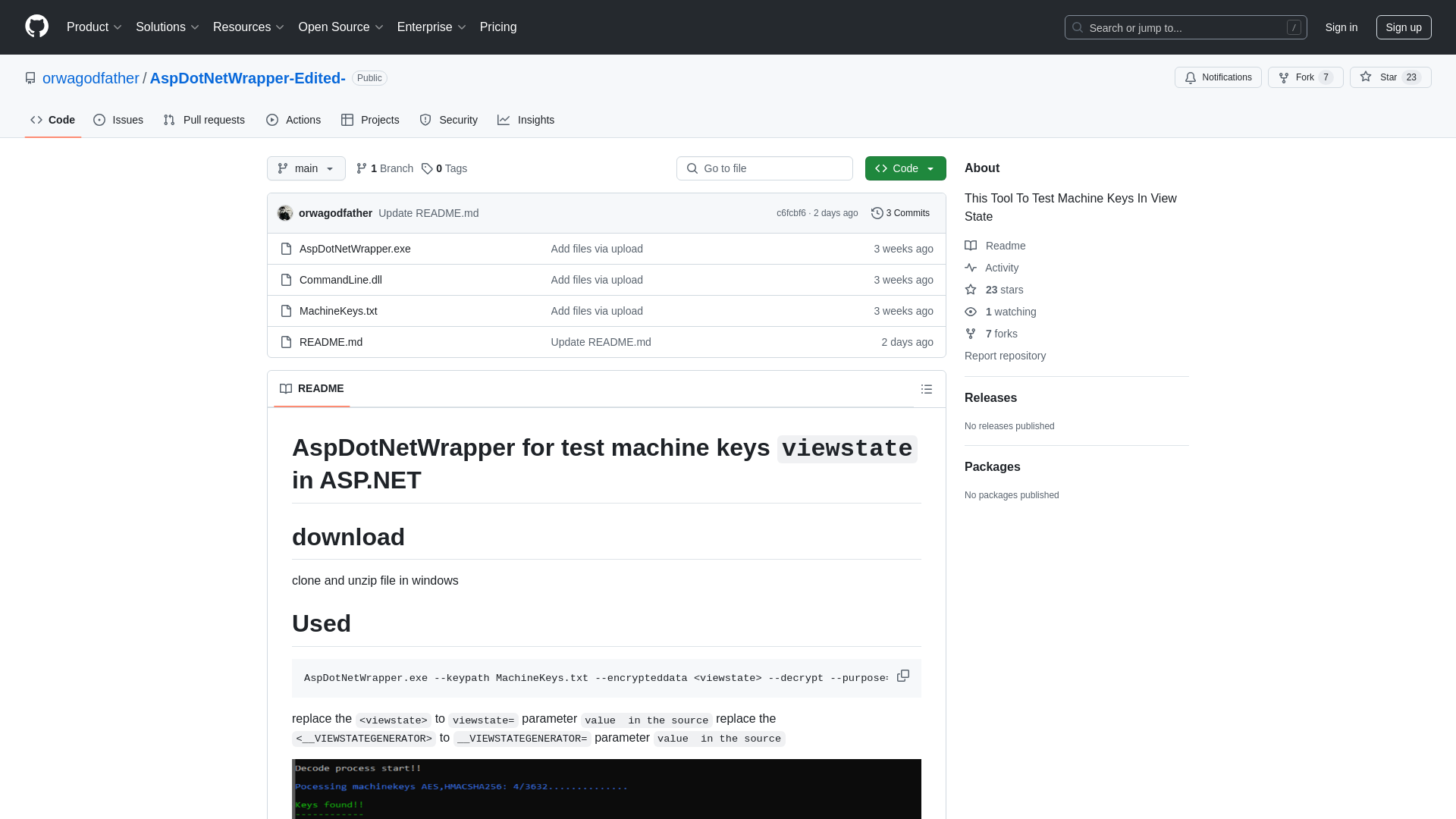 GitHub - orwagodfather/AspDotNetWrapper-Edited-: This Tool To Test Machine Keys In View State