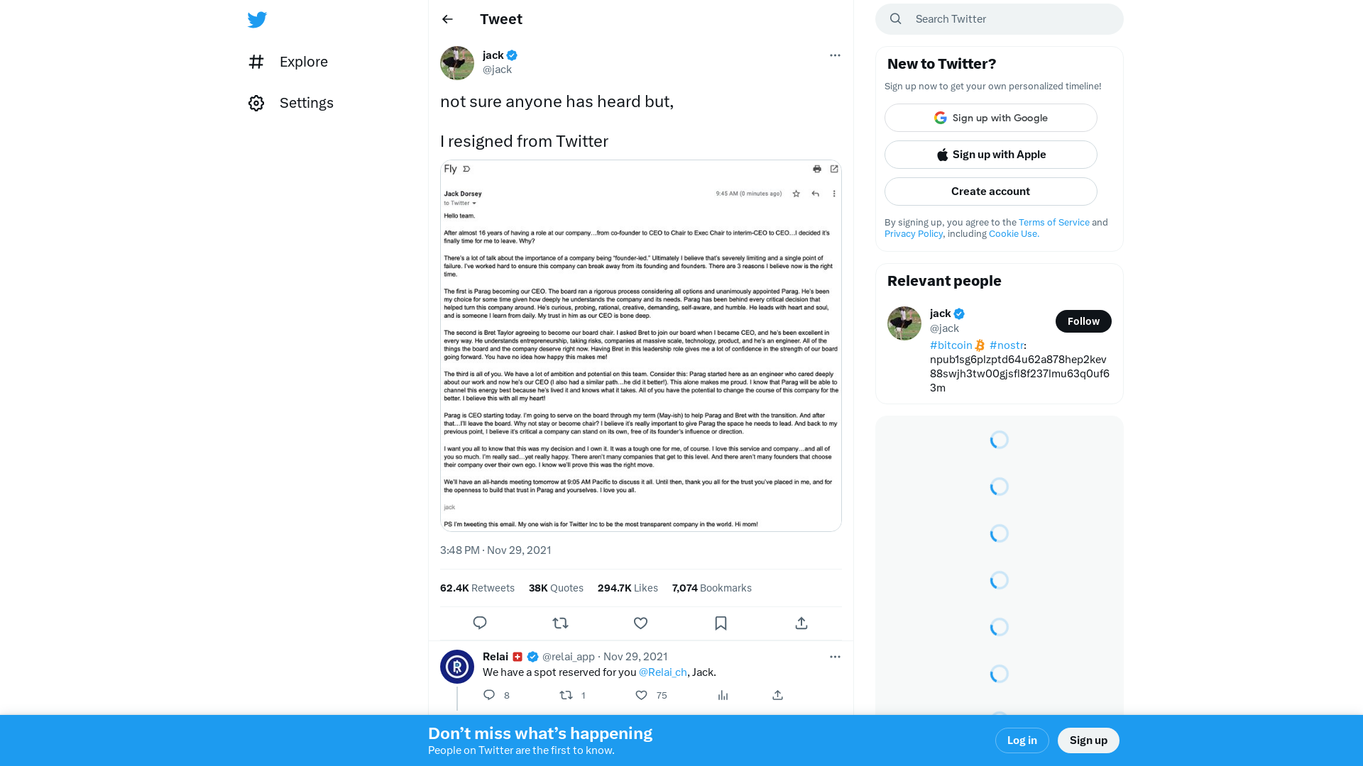 jack on Twitter: "not sure anyone has heard but, I resigned from Twitter https://t.co/G5tUkSSxkl" / Twitter