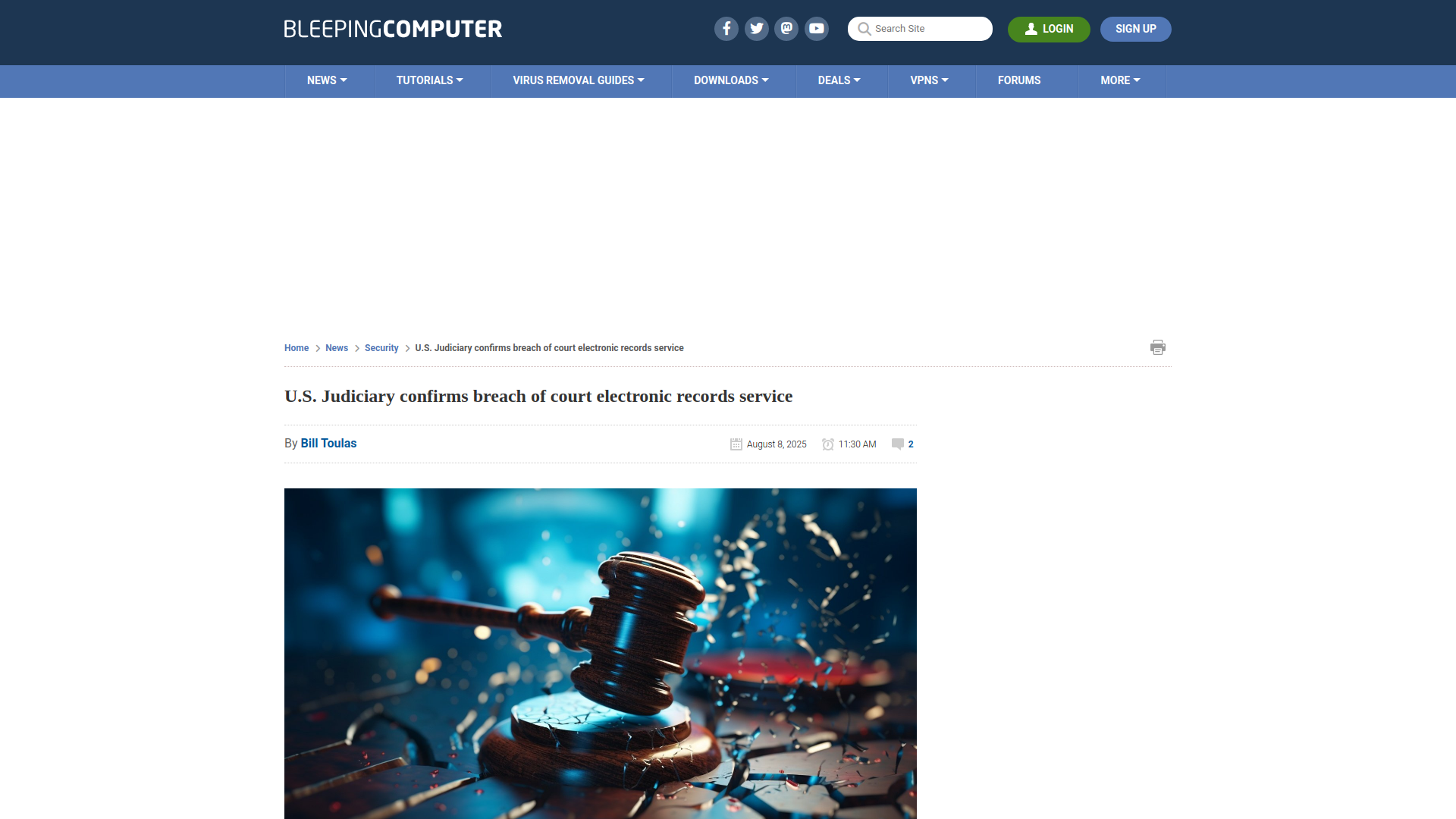 U.S. Judiciary confirms breach of court electronic records service