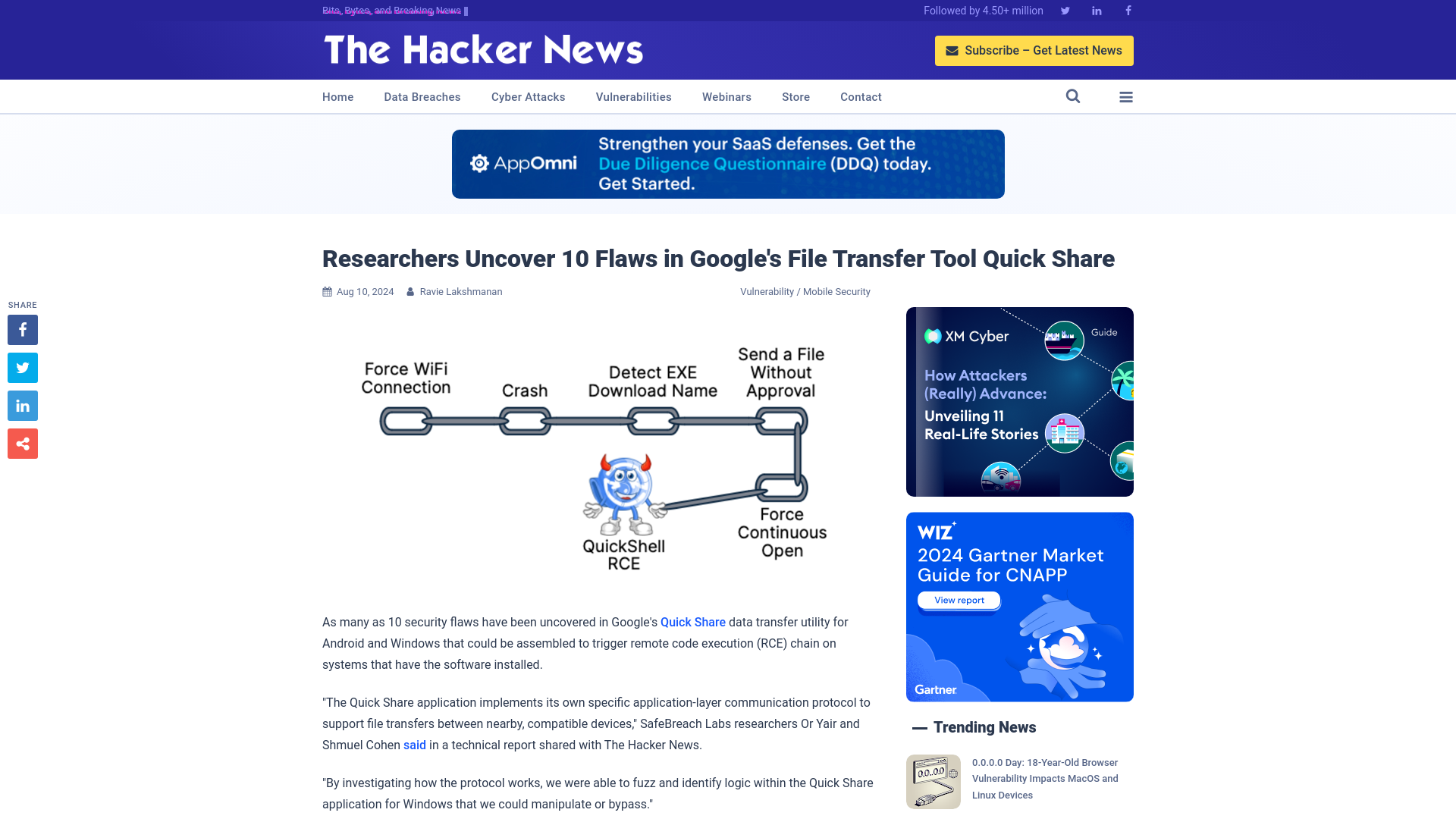 Researchers Uncover 10 Flaws in Google's File Transfer Tool Quick Share