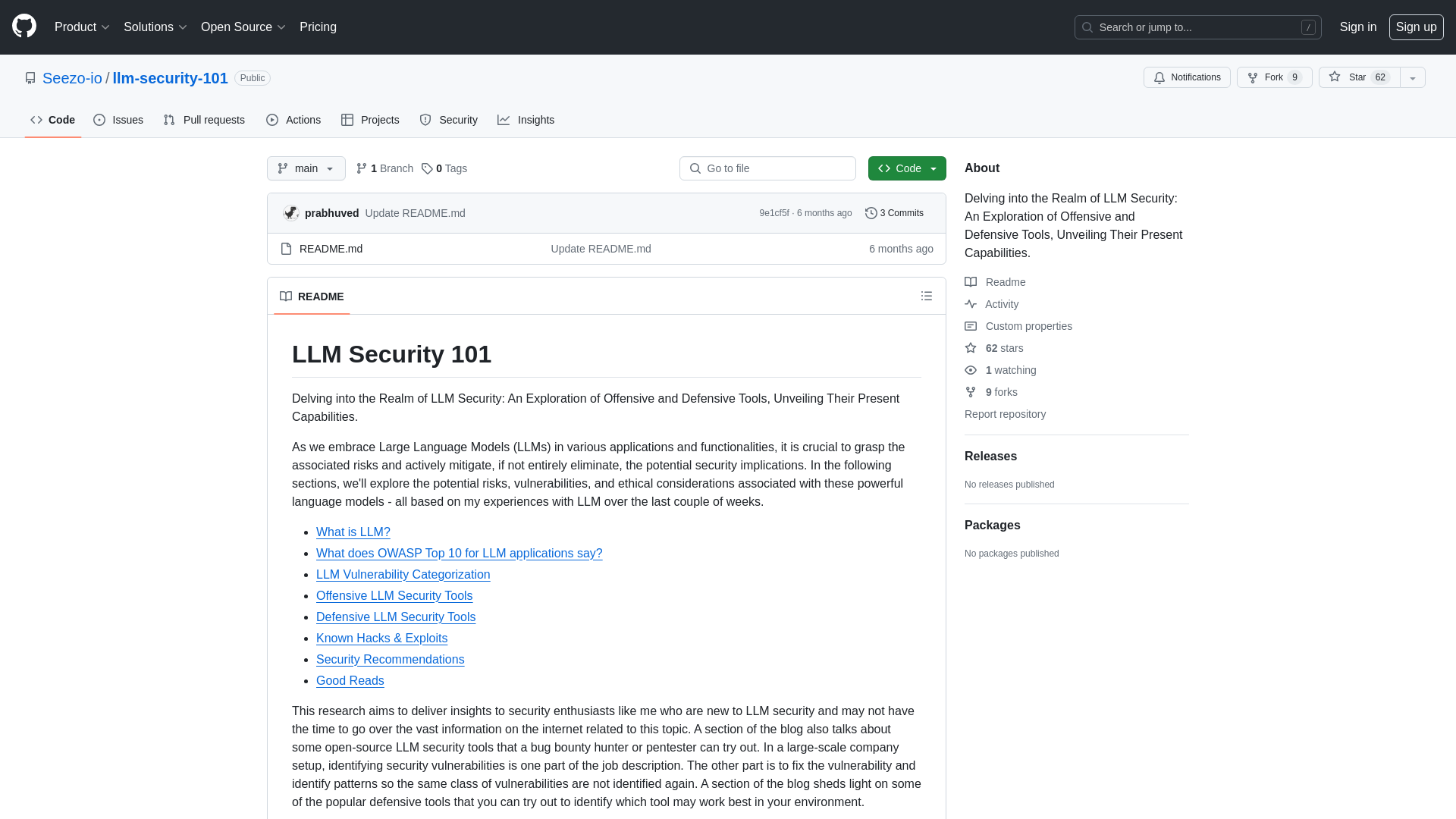 GitHub - Seezo-io/llm-security-101: Delving into the Realm of LLM Security: An Exploration of Offensive and Defensive Tools, Unveiling Their Present Capabilities.