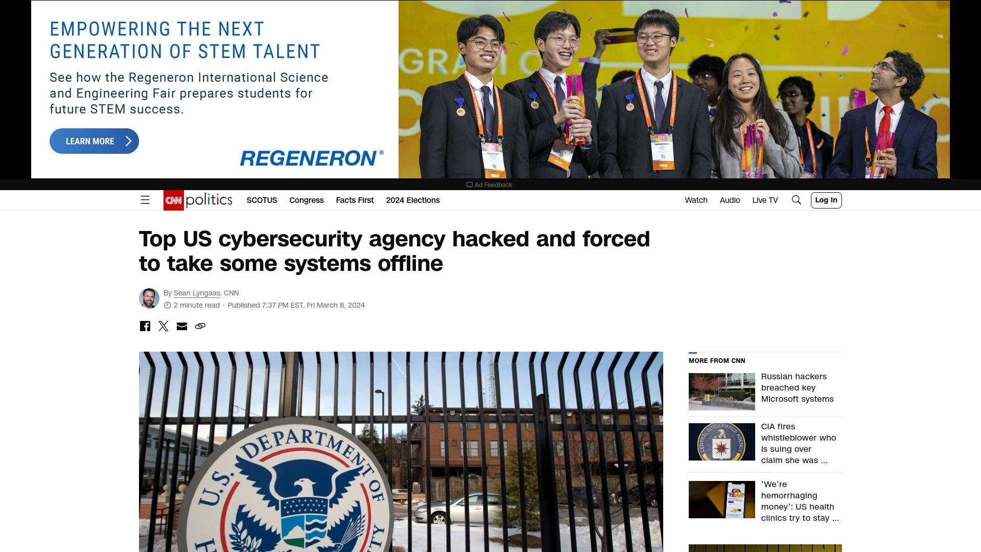 Top US cybersecurity agency hacked and forced to take some systems offline | CNN Politics