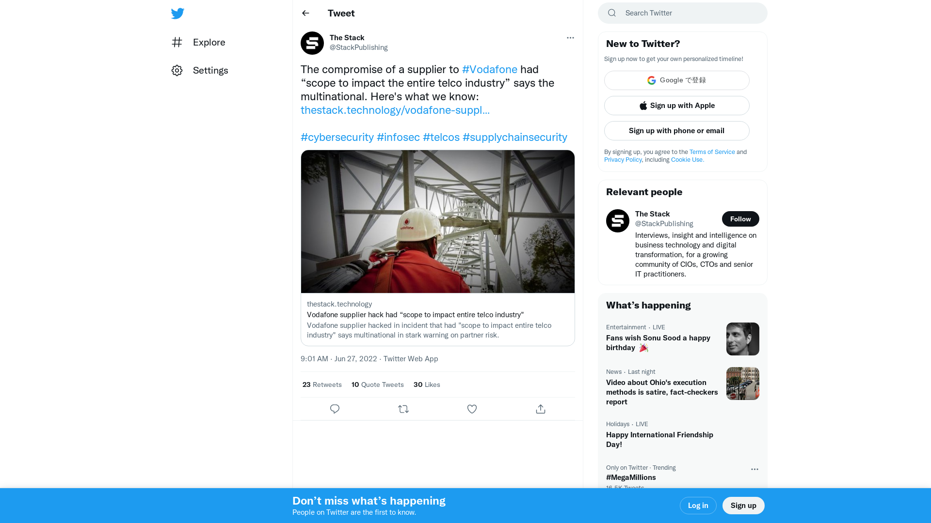 The Stack on Twitter: "The compromise of a supplier to #Vodafone had “scope to impact the entire telco industry” says the multinational. Here's what we know: https://t.co/LeByP3AQao #cybersecurity #infosec #telcos #supplychainsecurity" / Twitter