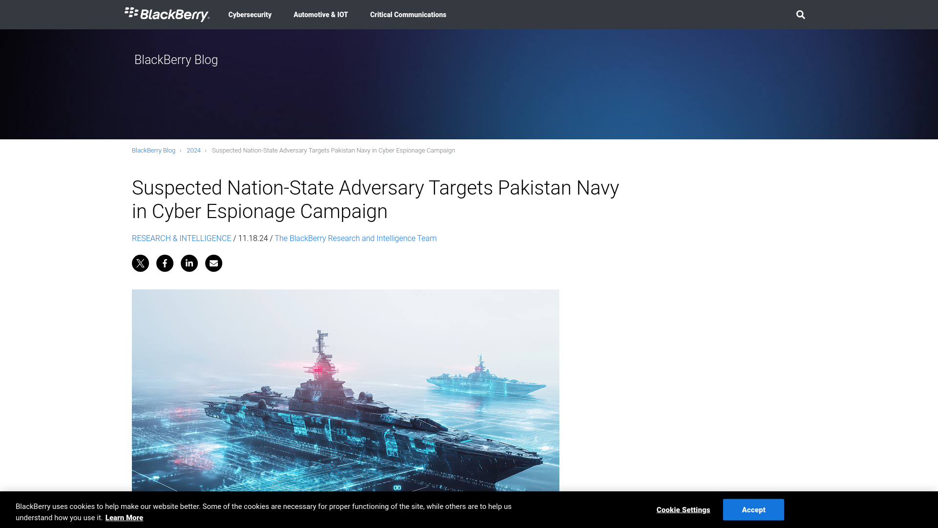 Suspected Nation-State Adversary Targets Pakistan Navy in Cyber Espionage Campaign