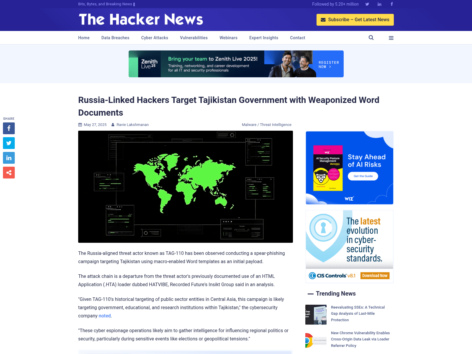 Russia-Linked Hackers Target Tajikistan Government with Weaponized Word Documents