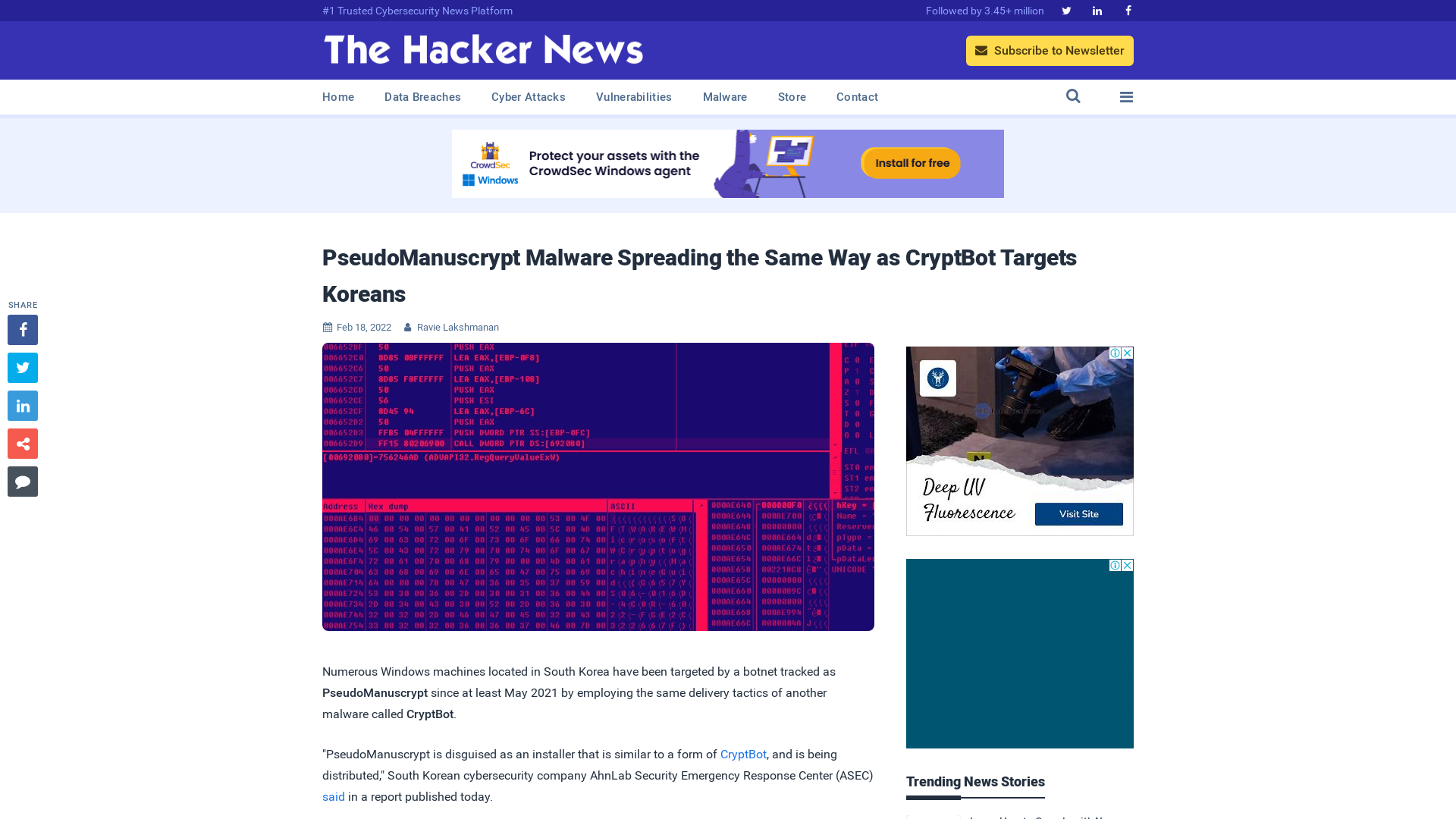 PseudoManuscrypt Malware Spreading the Same Way as CryptBot Targets Koreans