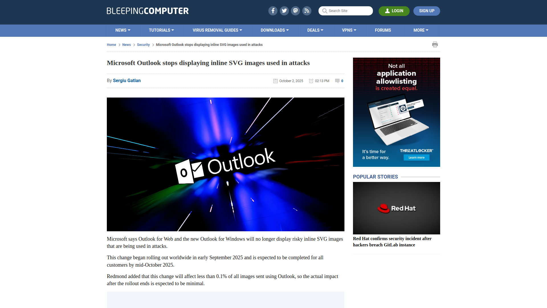 Microsoft Outlook stops displaying inline SVG images used in attacks