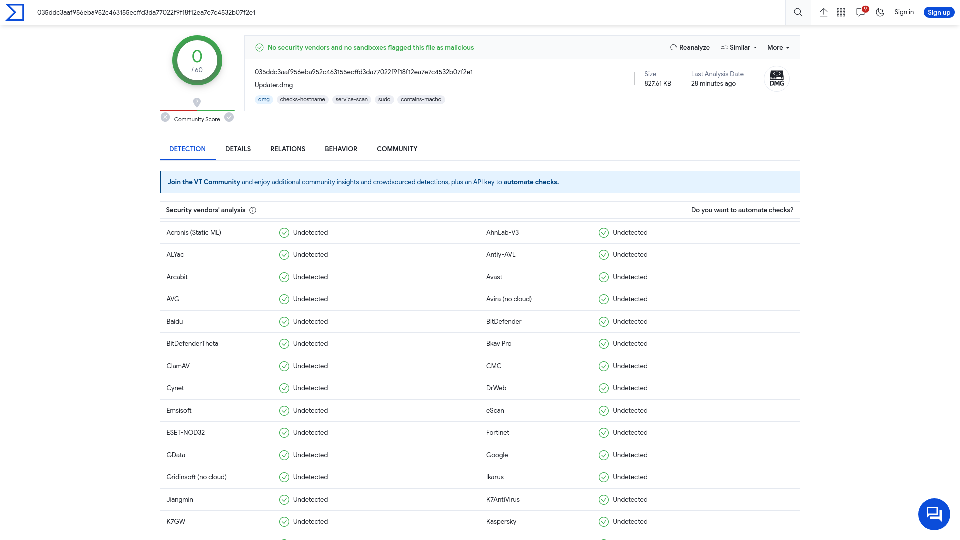 VirusTotal - File - 035ddc3aaf956eba952c463155ecffd3da77022f9f18f12ea7e7c4532b07f2e1