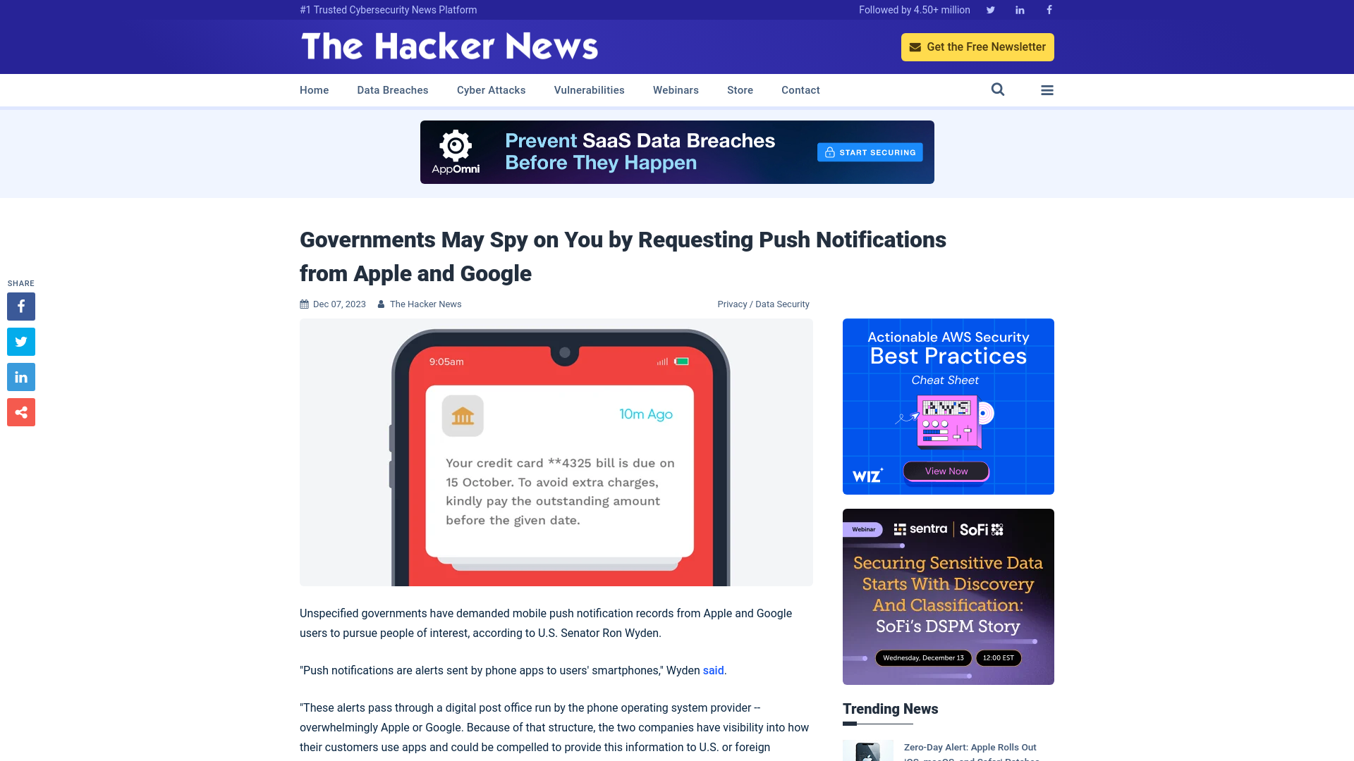 Governments May Spy on You by Requesting Push Notifications from Apple and Google