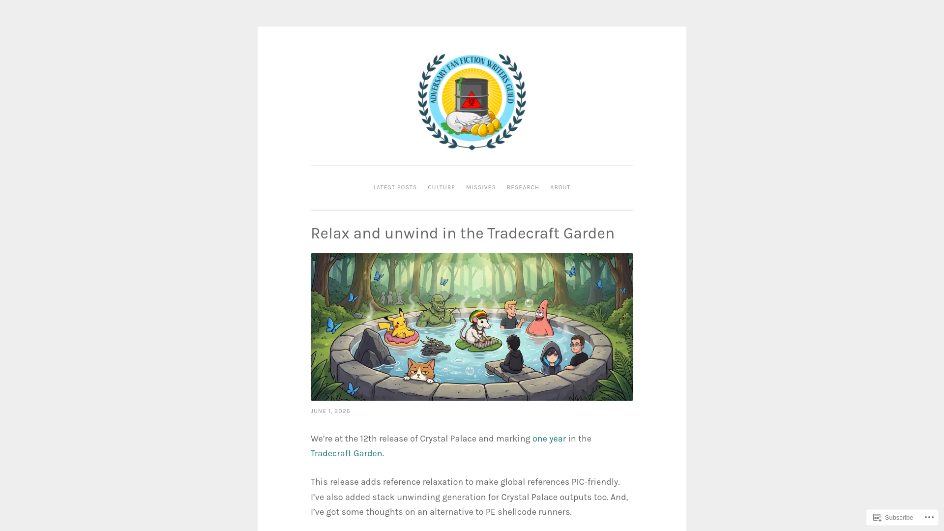 Relax and unwind in the Tradecraft Garden – Adversary Fan Fiction Writers Guild