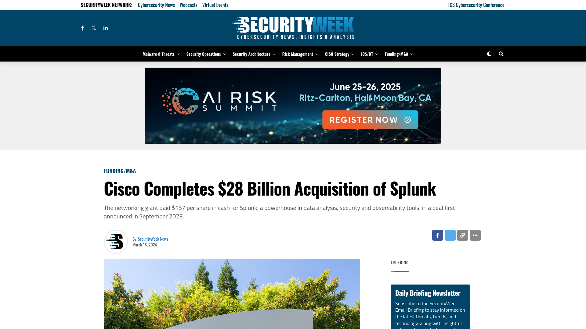 Cisco Completes $28 Billion Acquisition of Splunk - SecurityWeek