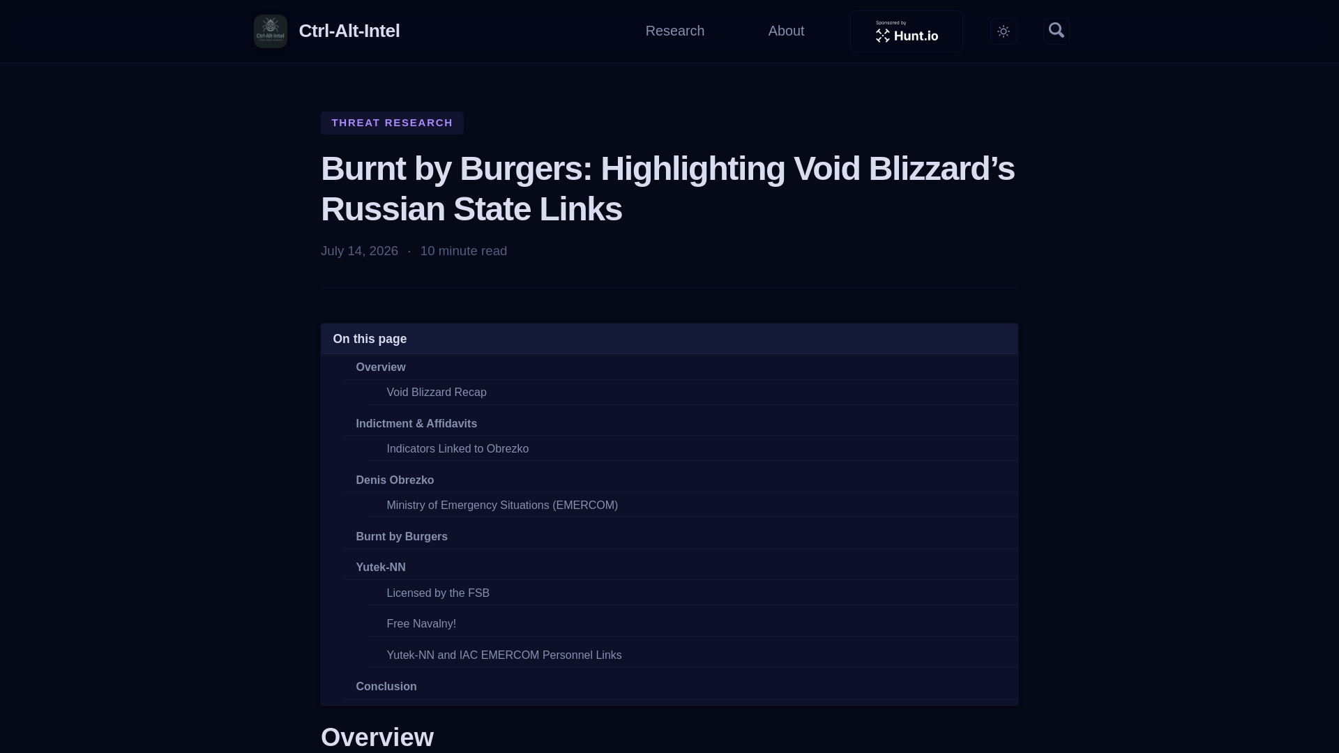 Burnt by Burgers: Highlighting Void Blizzard’s Russian State Links - Ctrl-Alt-Intel