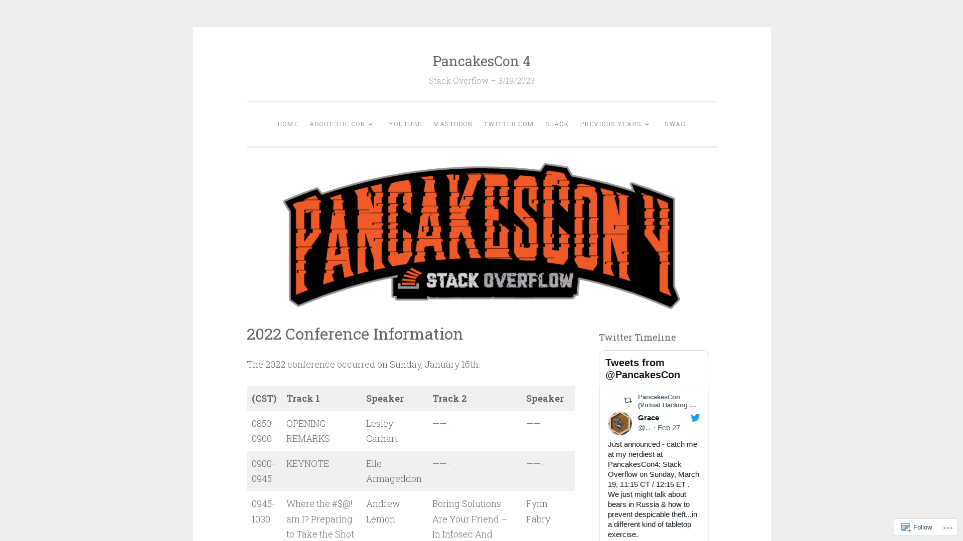 2022 Conference Information – PancakesCon 4