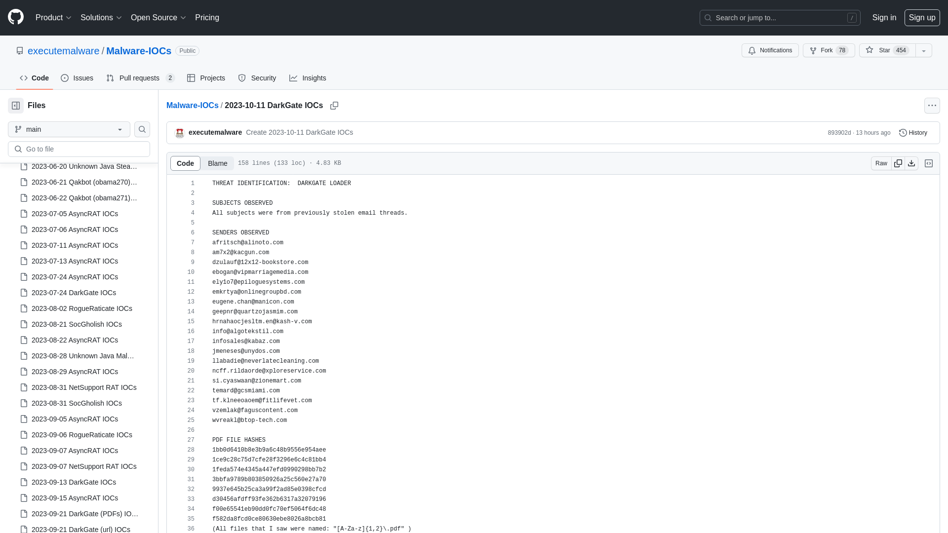 Malware-IOCs/2023-10-11 DarkGate IOCs at main · executemalware/Malware-IOCs · GitHub