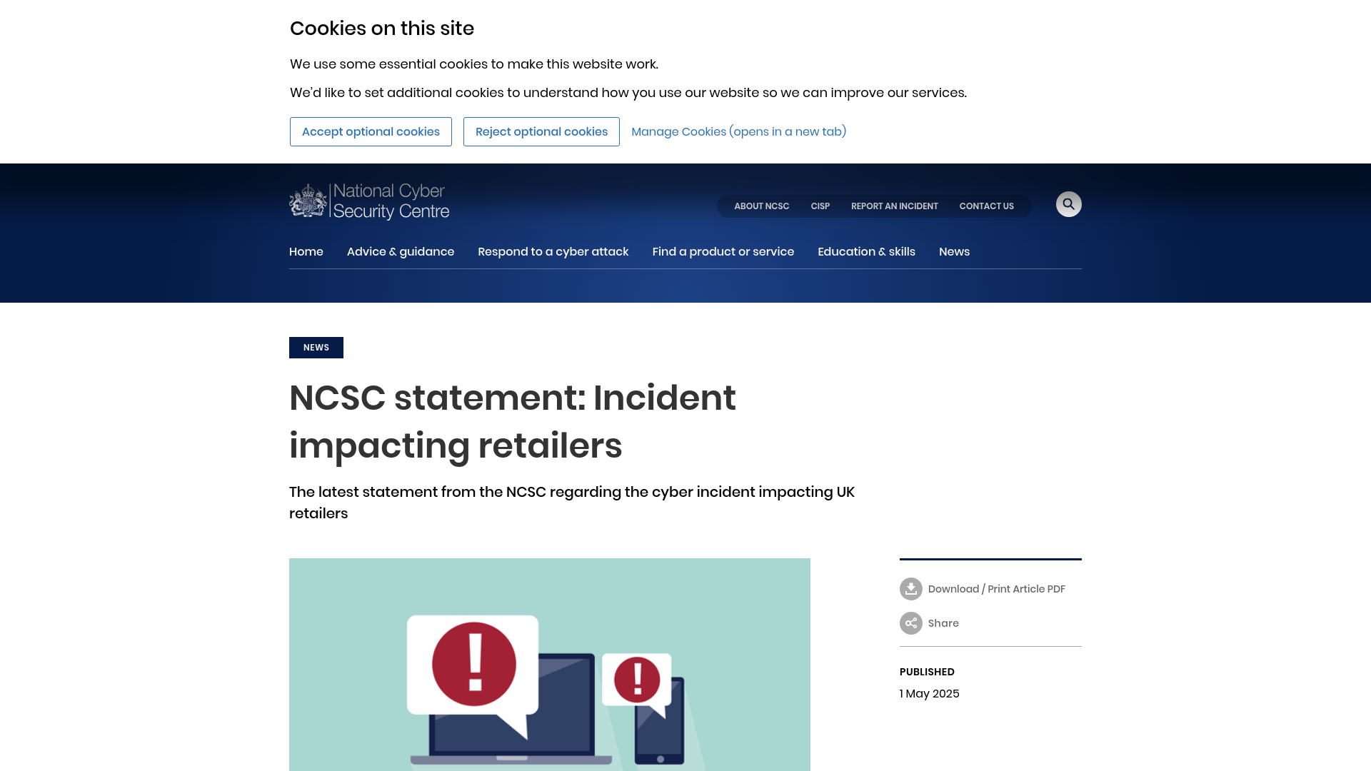 NCSC statement: Incident impacting retailers - NCSC.GOV.UK