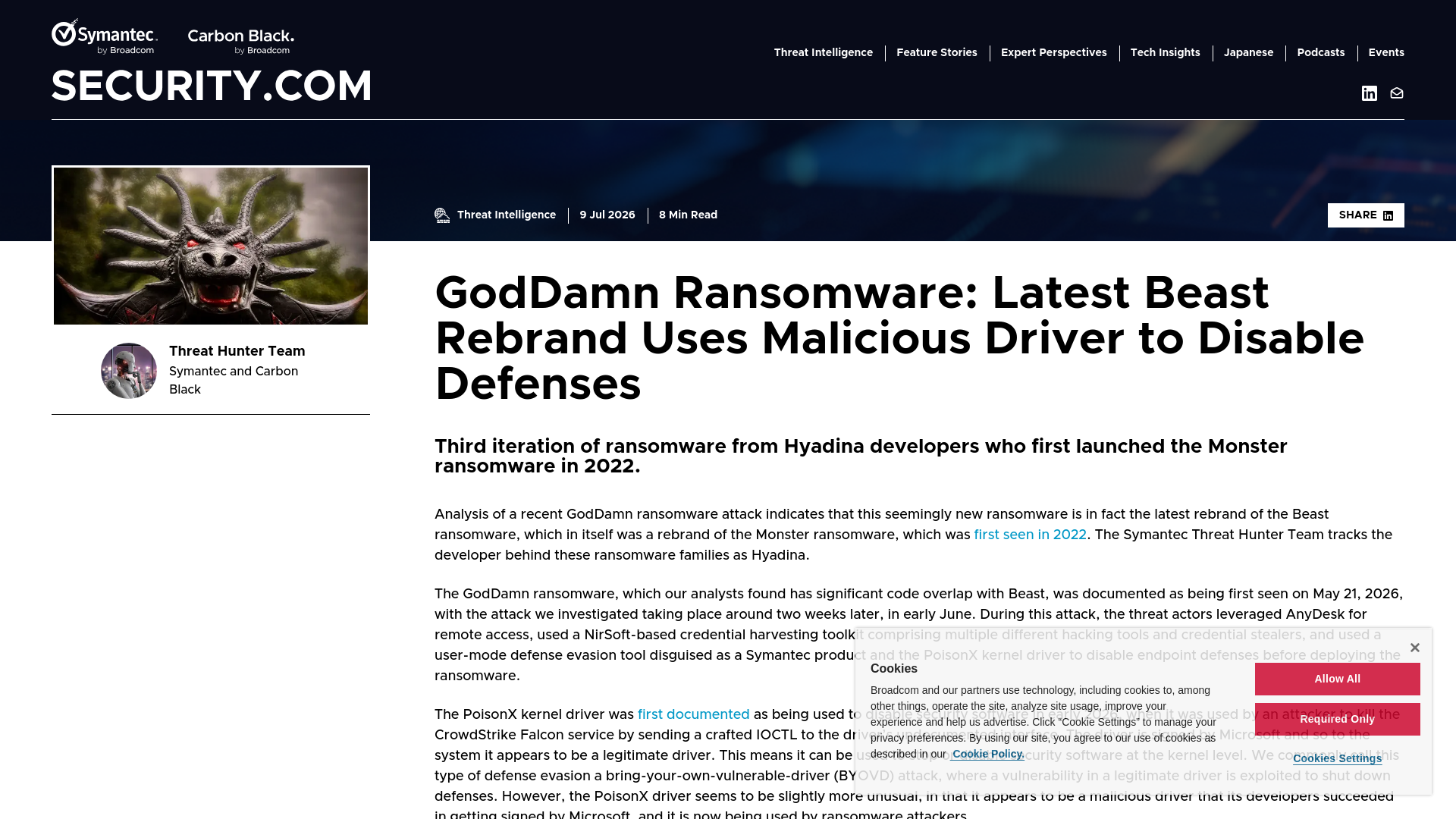 GodDamn Ransomware: Latest Beast Rebrand Uses Malicious Driver to Disable Defenses | SECURITY.COM