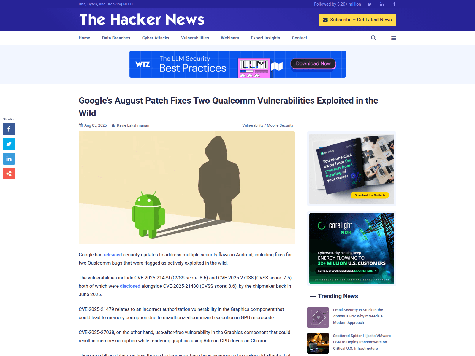 Google's August Patch Fixes Two Qualcomm Vulnerabilities Exploited in the Wild
