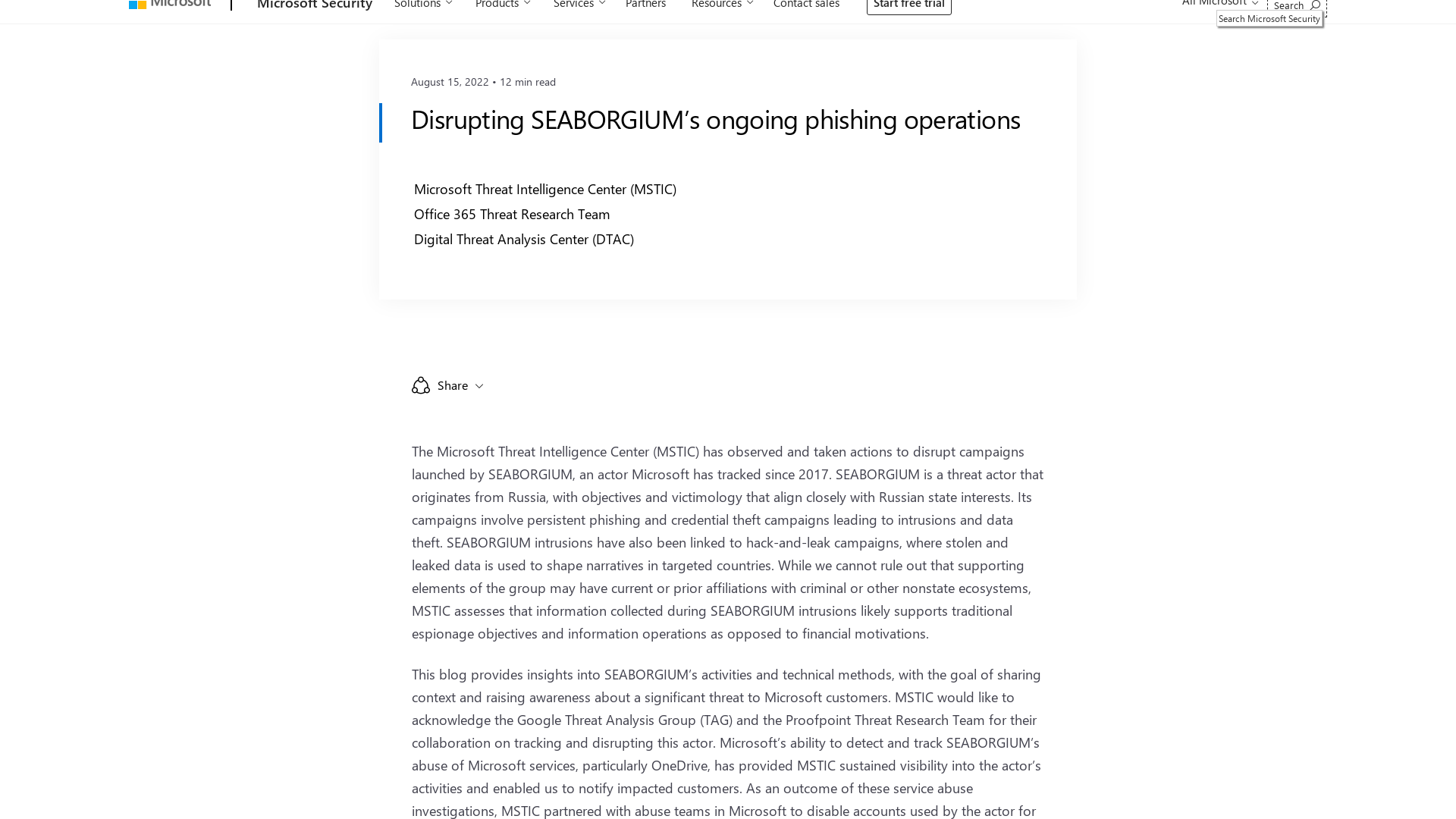 Disrupting SEABORGIUM’s ongoing phishing operations - Microsoft Security Blog