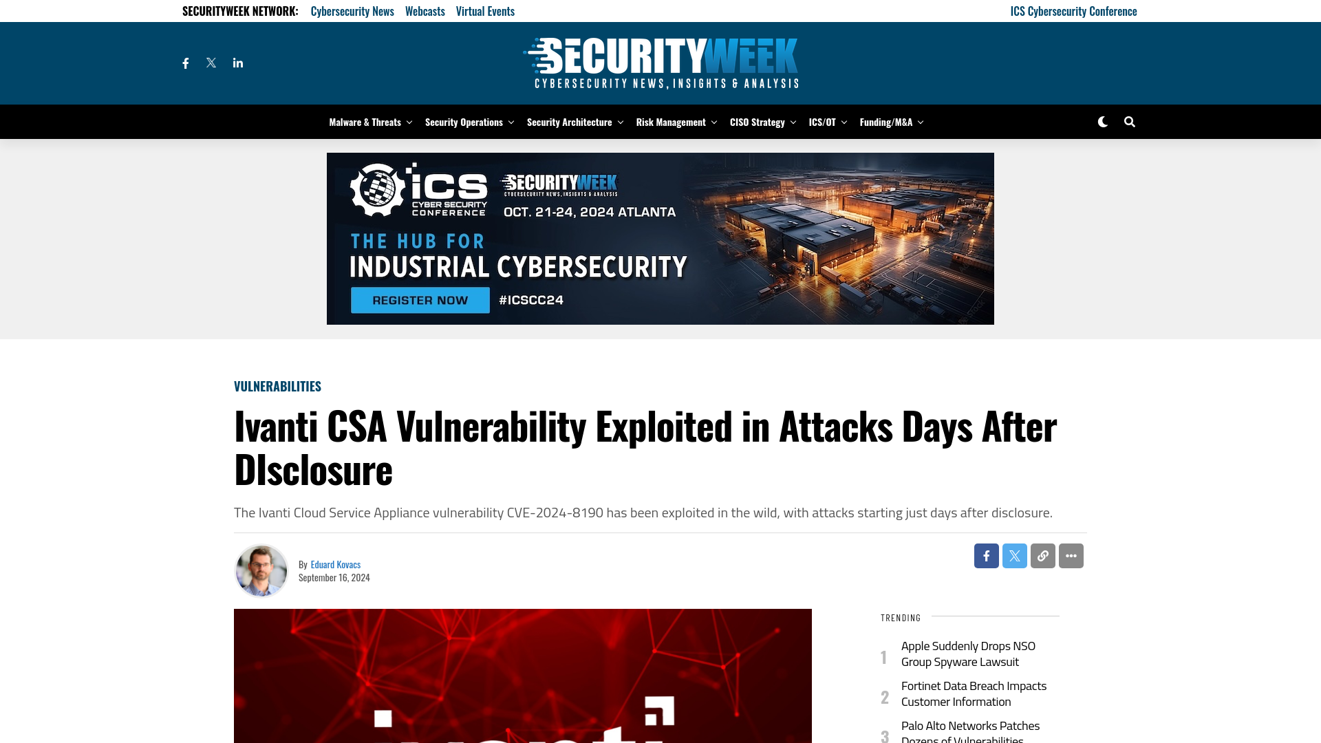 Ivanti CSA Vulnerability Exploited in Attacks Days After DIsclosure - SecurityWeek