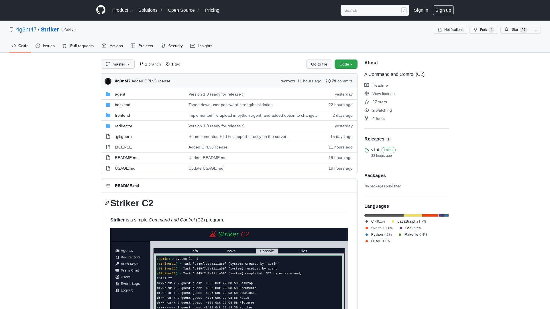 GitHub - 4g3nt47/Striker: A Command and Control (C2)