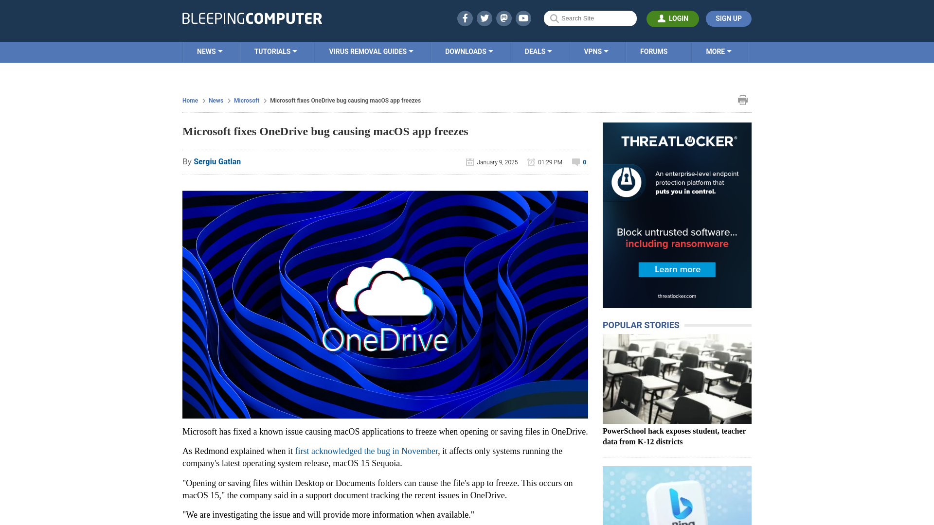 Microsoft fixes OneDrive bug causing macOS app freezes