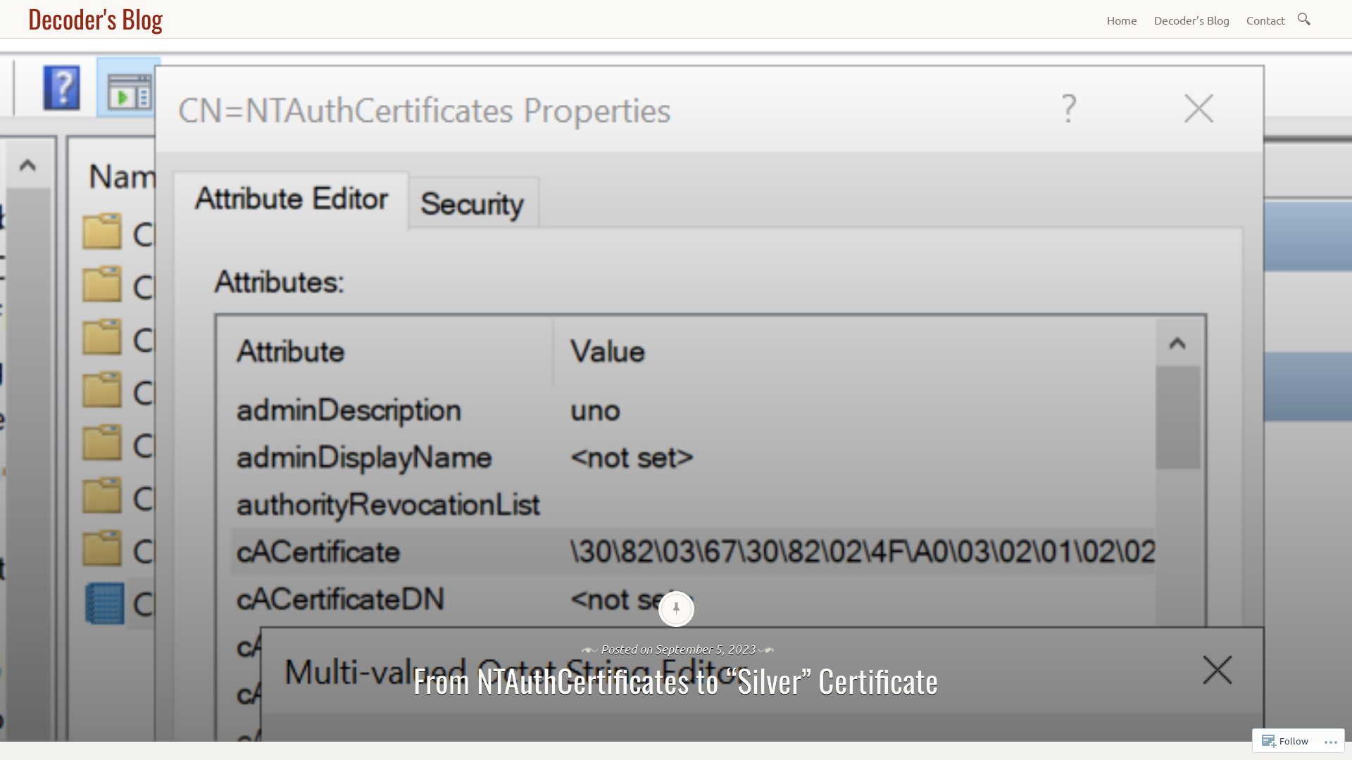 From NTAuthCertificates to “Silver” Certificate – Decoder's Blog