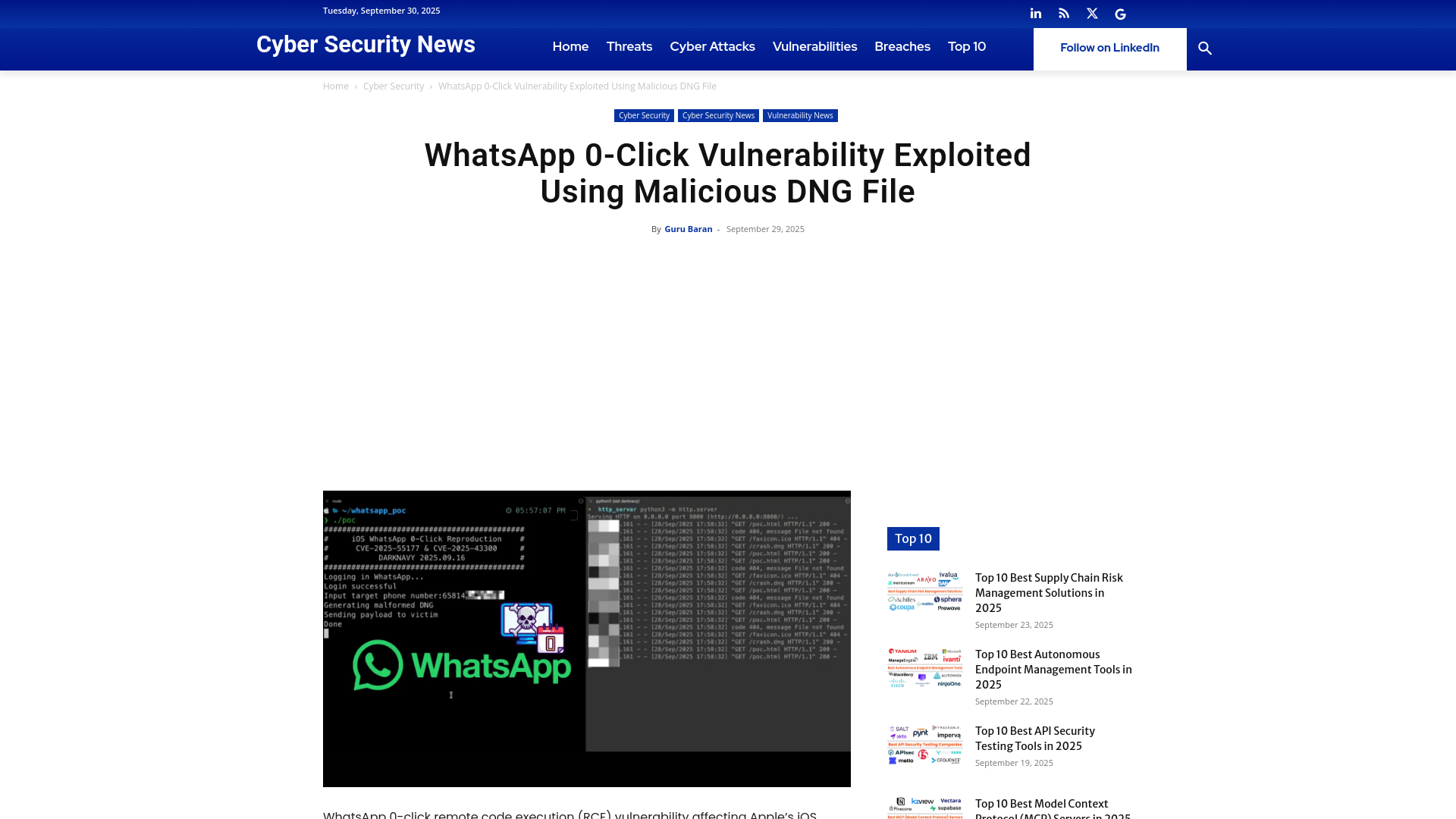 WhatsApp 0-Click Vulnerability Exploited Using Malicious DNG File