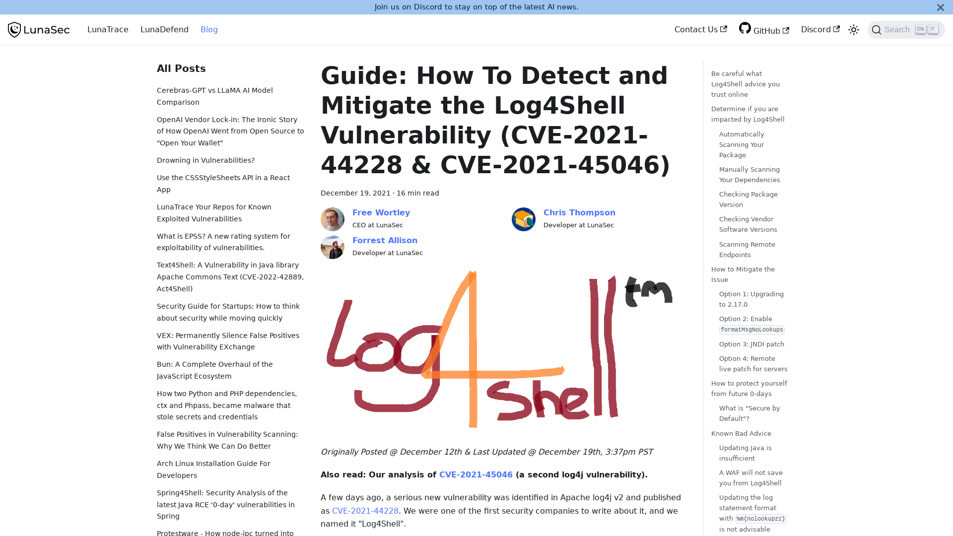 Guide: How To Detect and Mitigate the Log4Shell Vulnerability (CVE-2021-44228 & CVE-2021-45046) | LunaTrace