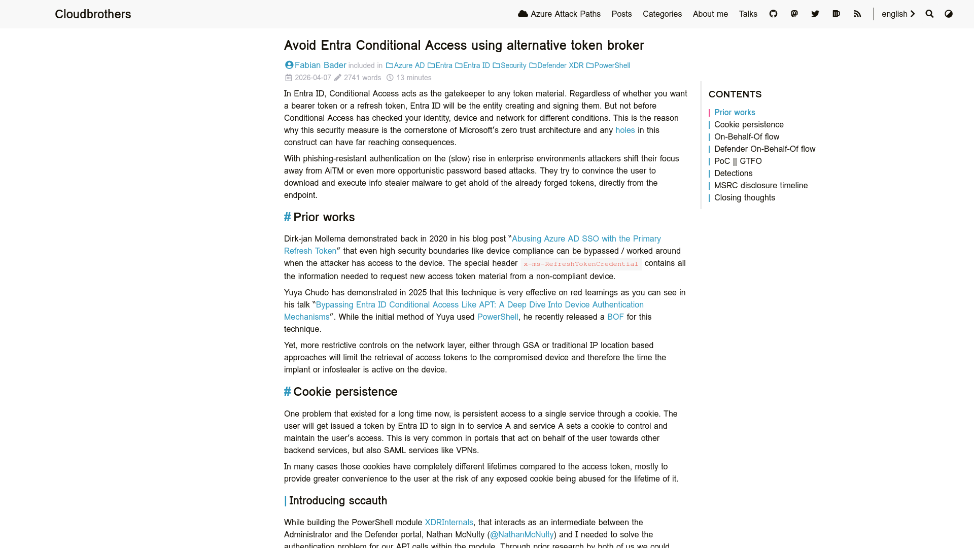 Avoid Entra Conditional Access using alternative token broker - Cloudbrothers