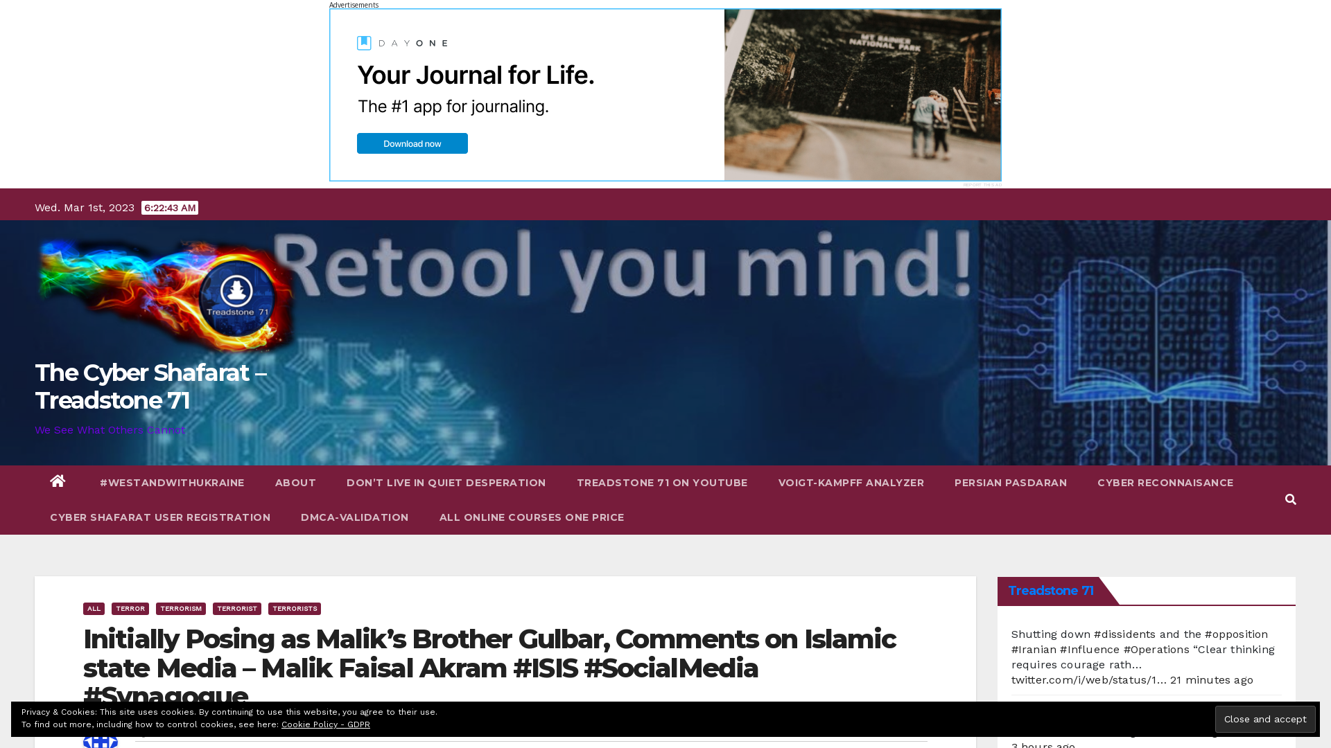 Initially Posing as Malik’s Brother Gulbar, Comments on Islamic state Media – Malik Faisal Akram #ISIS #SocialMedia #Synagogue – The Cyber Shafarat – Treadstone 71