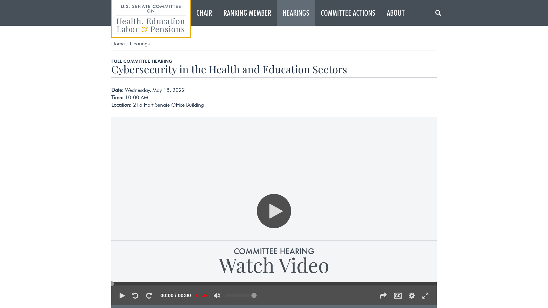 Hearing | Hearings | The U.S. Senate Committee on Health, Education, Labor & Pensions