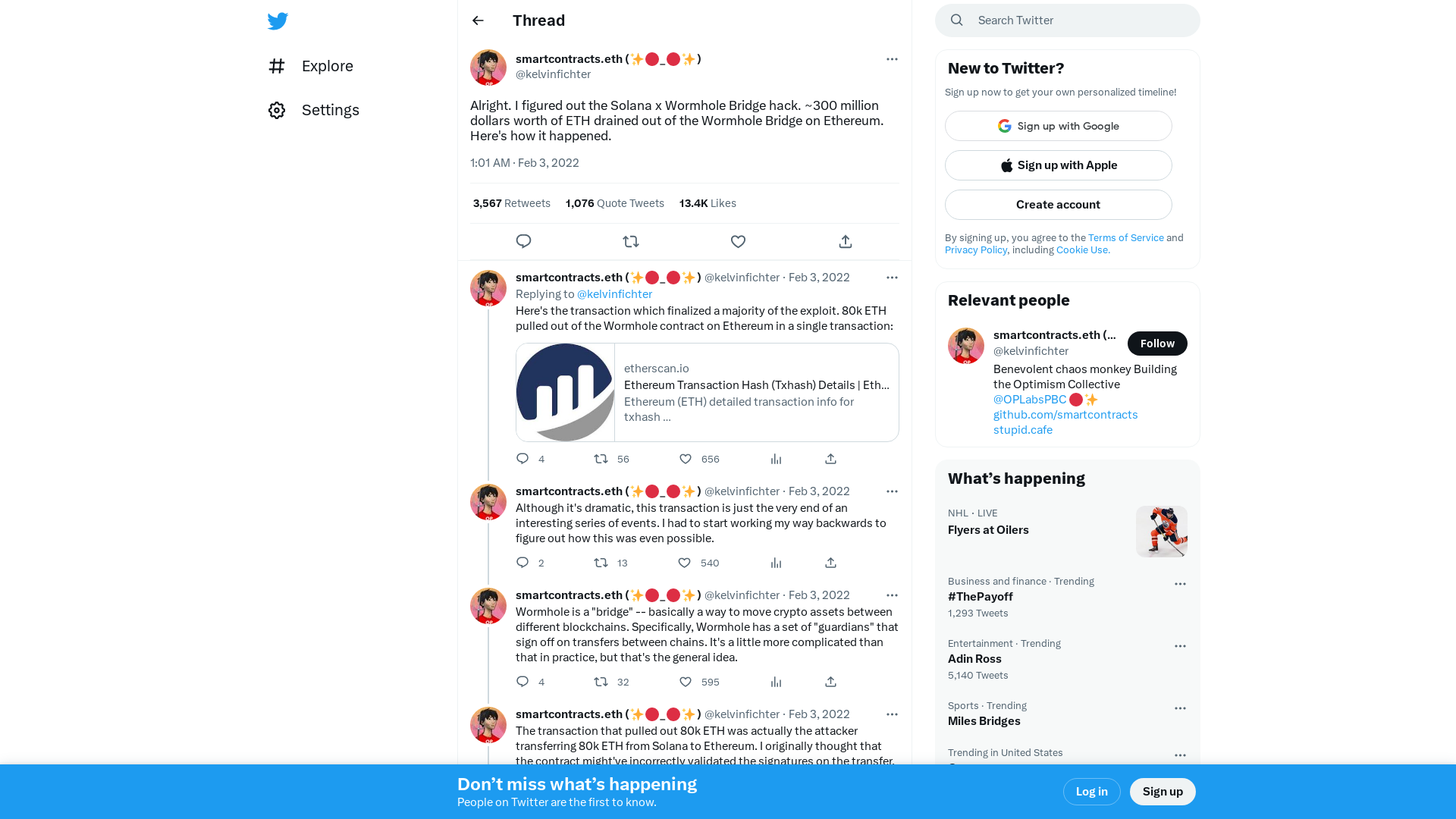 smartcontracts.eth (✨🔴_🔴✨) on Twitter: "Alright. I figured out the Solana x Wormhole Bridge hack. ~300 million dollars worth of ETH drained out of the Wormhole Bridge on Ethereum. Here's how it happened." / Twitter