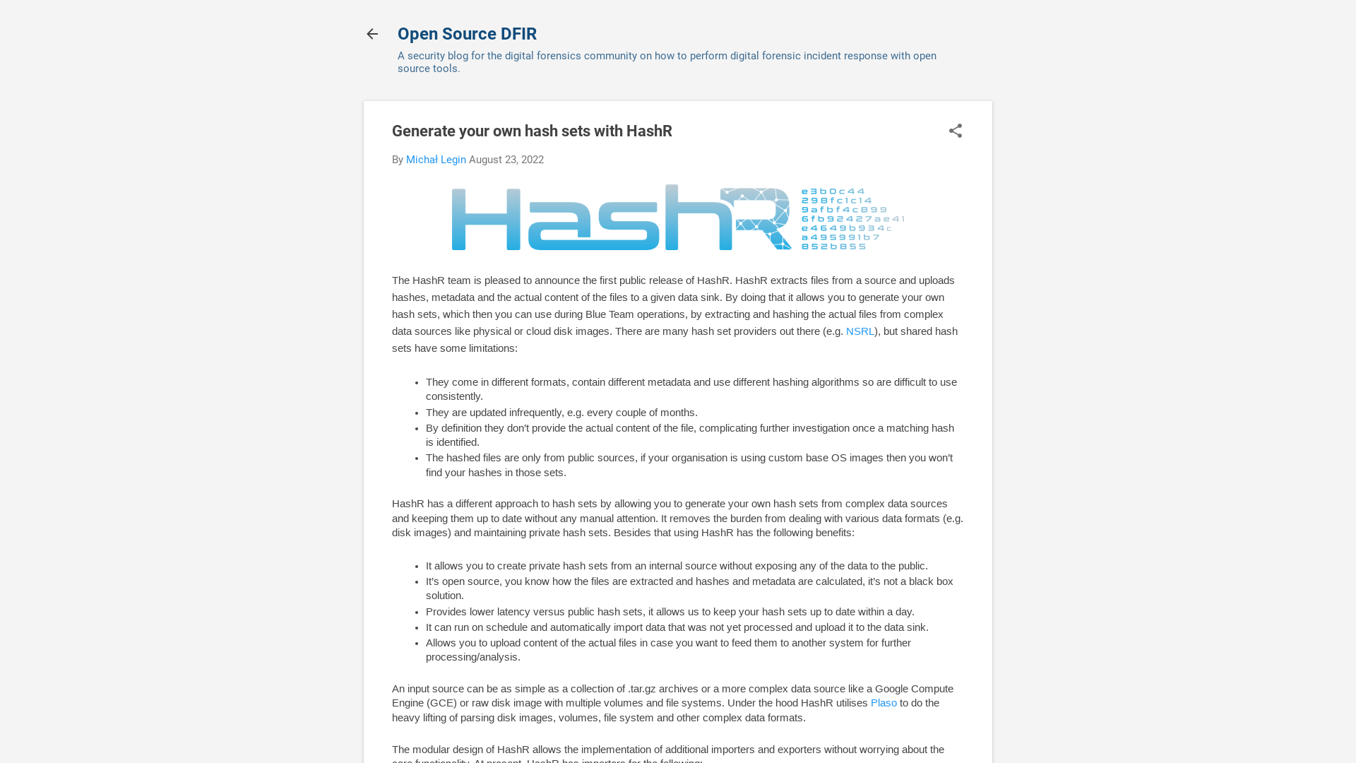 Generate your own hash sets with HashR