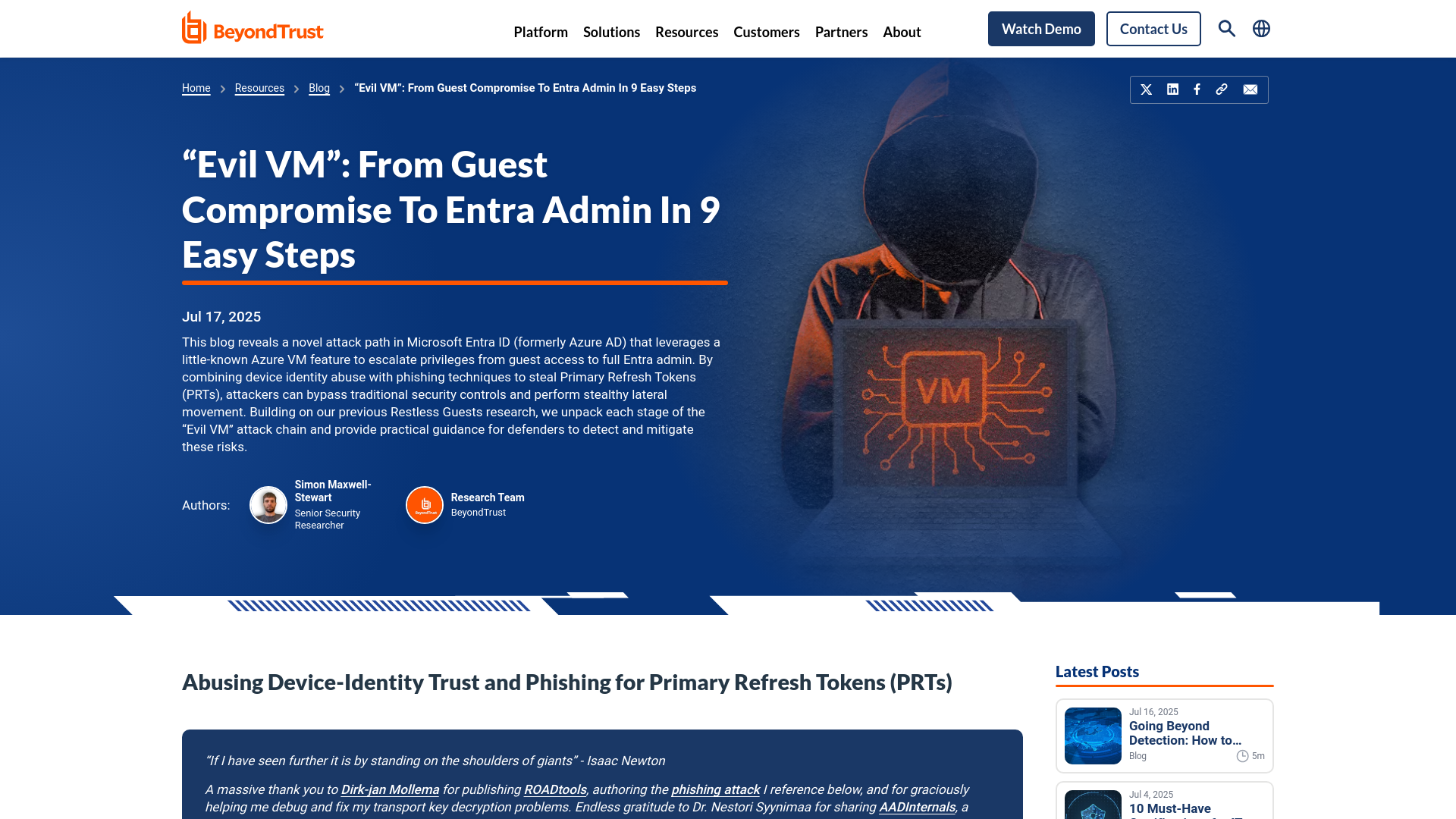 “Evil VM”: From Guest Compromise To Entra Admin In 9… | BeyondTrust