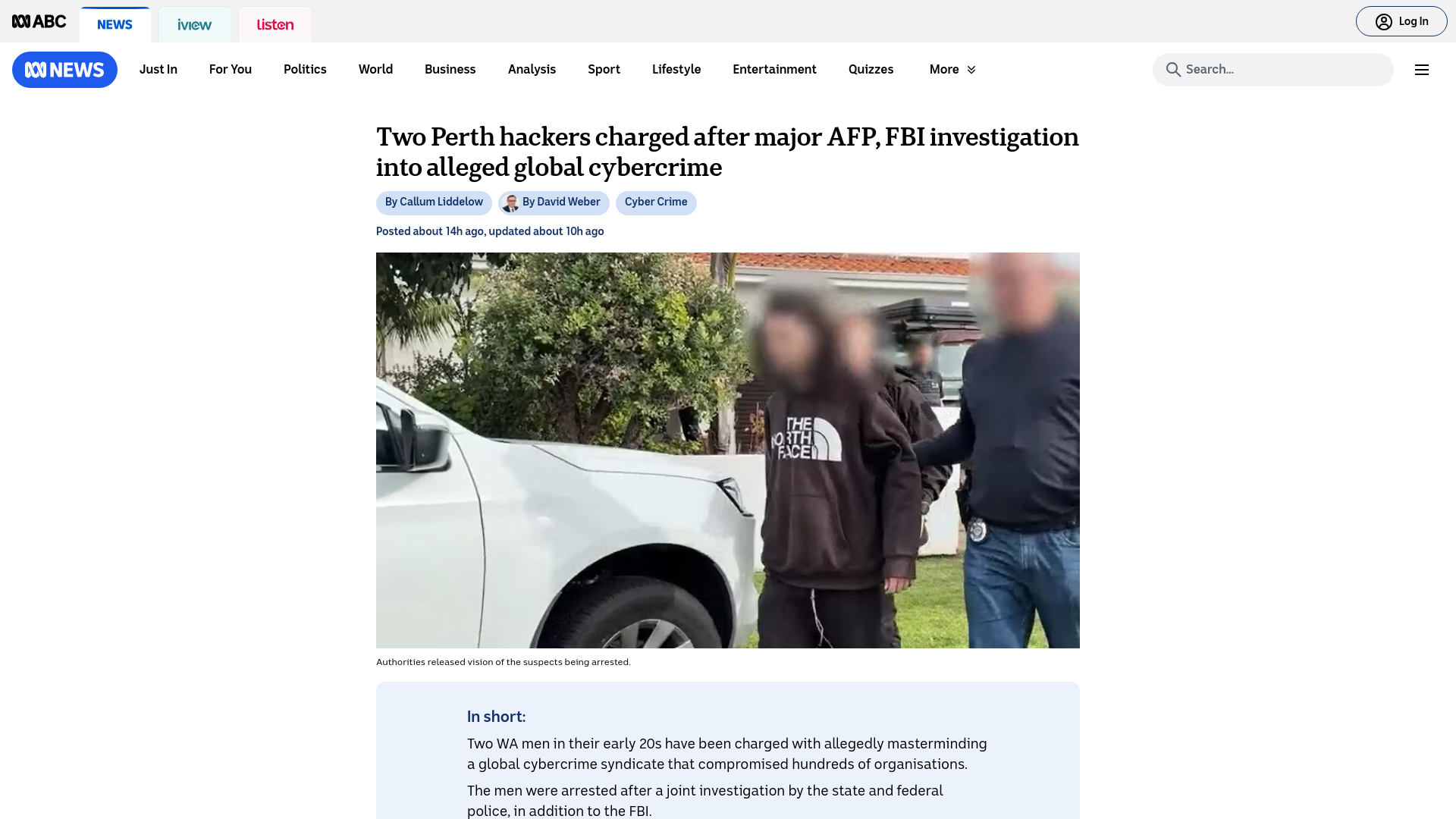 Two Perth hackers charged after major AFP, FBI investigation into alleged global cybercrime - ABC News