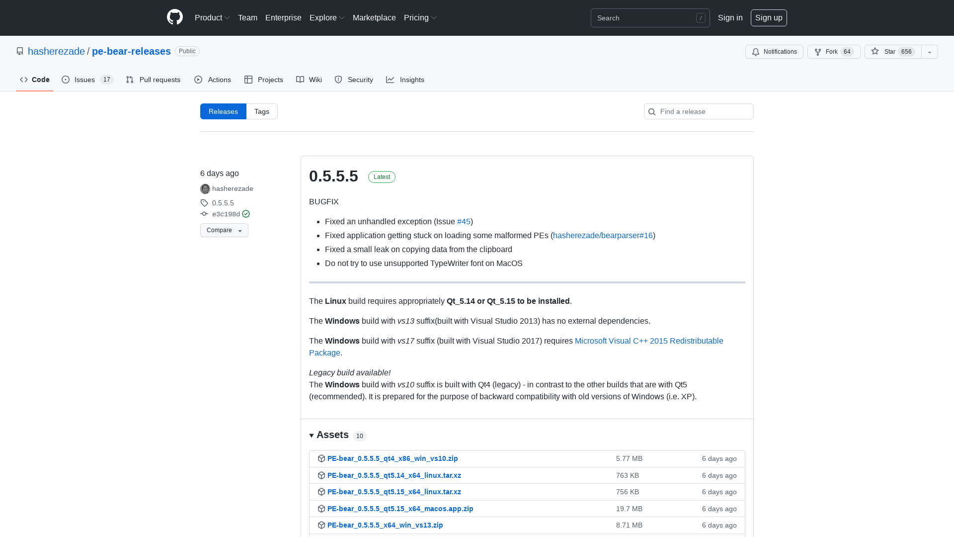 Releases · hasherezade/pe-bear-releases · GitHub