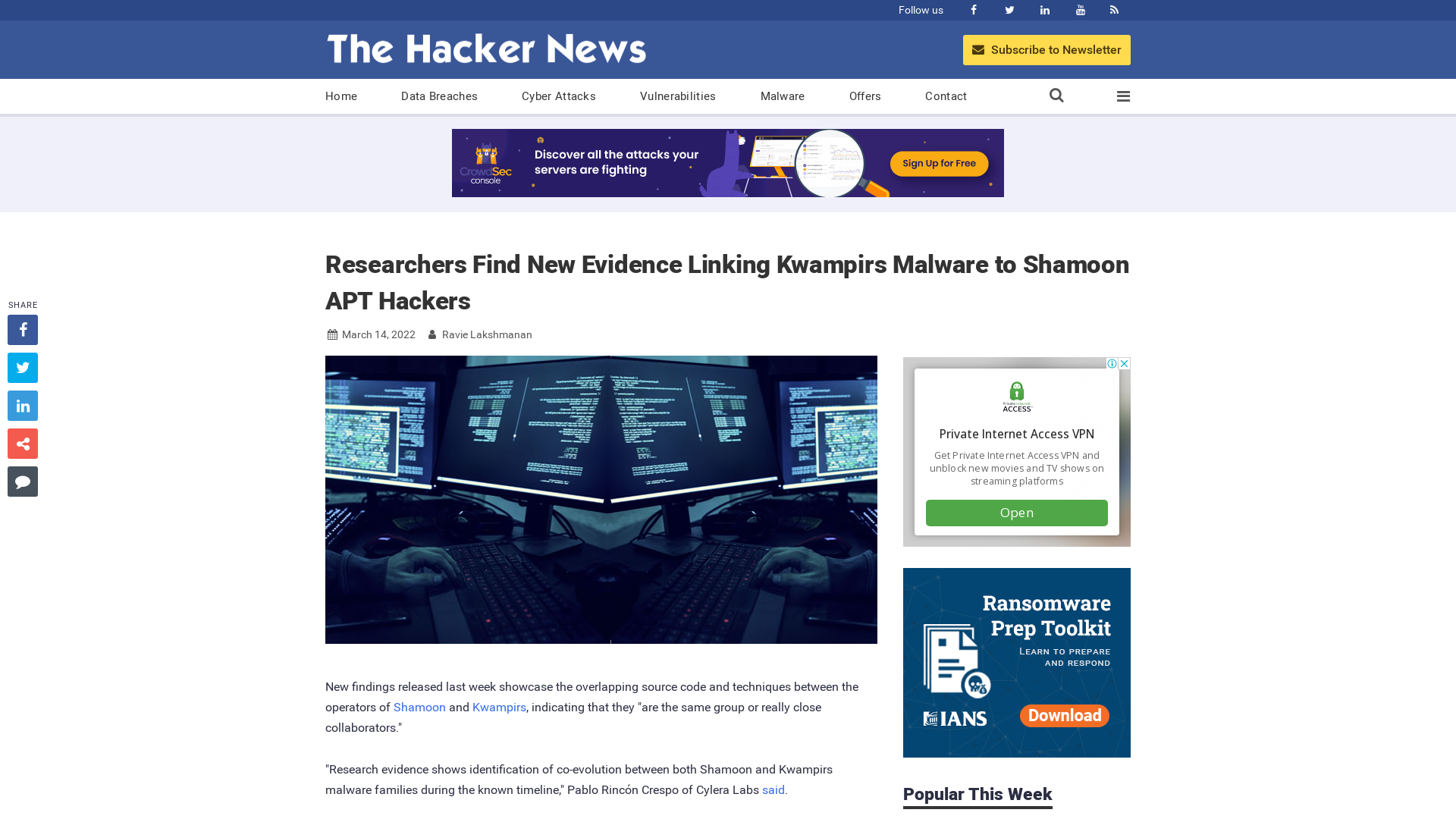 Researchers Find New Evidence Linking Kwampirs Malware to Shamoon APT Hackers