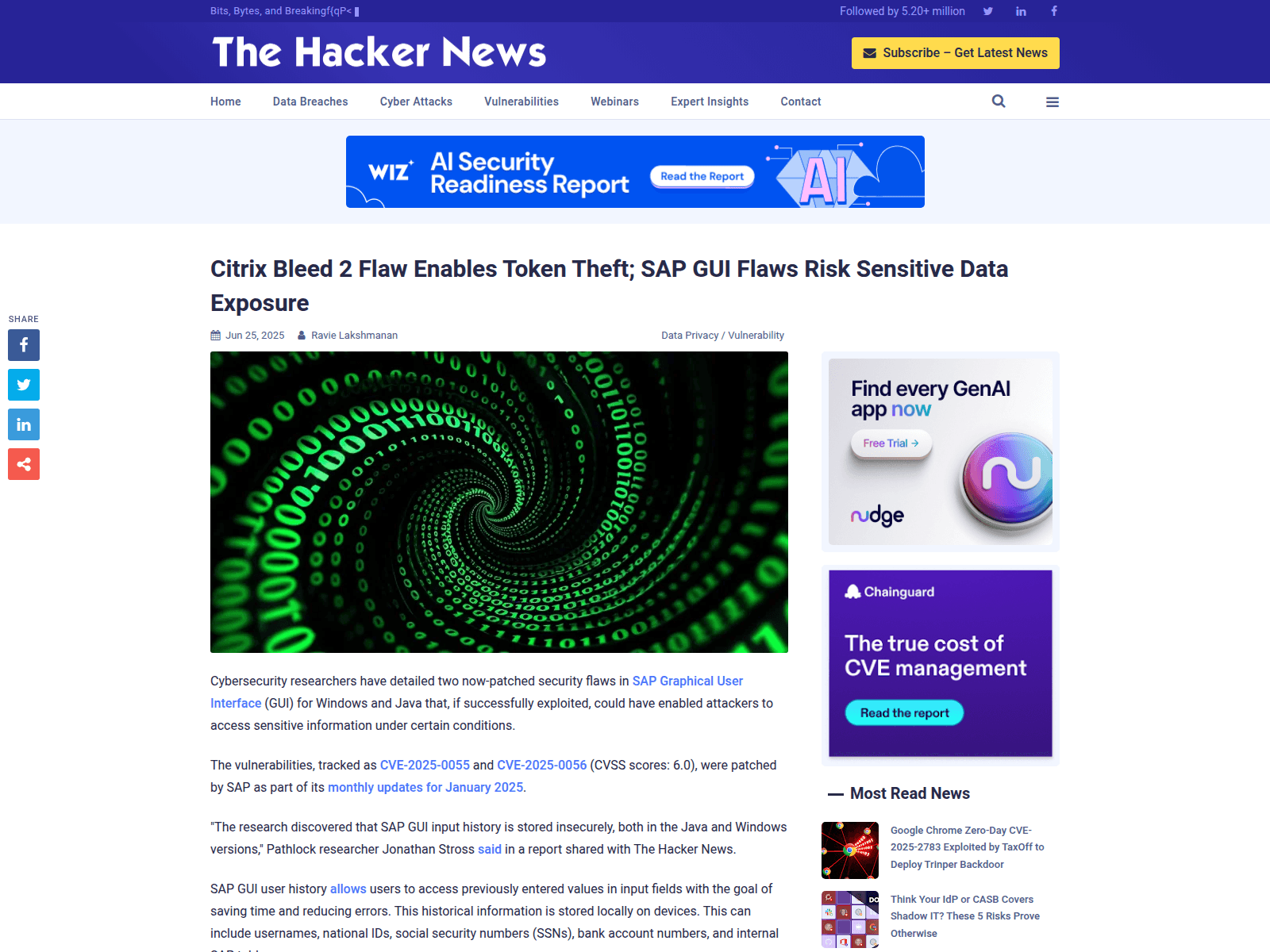 Citrix Bleed 2 Flaw Enables Token Theft; SAP GUI Flaws Risk Sensitive Data Exposure